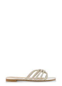 Rhinestone Criss Cross Strappy Slide Sandals sold by Rainbow