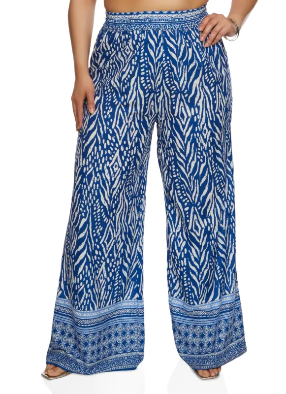 Plus Size Smocked Wide Leg Pants sold by Rainbow