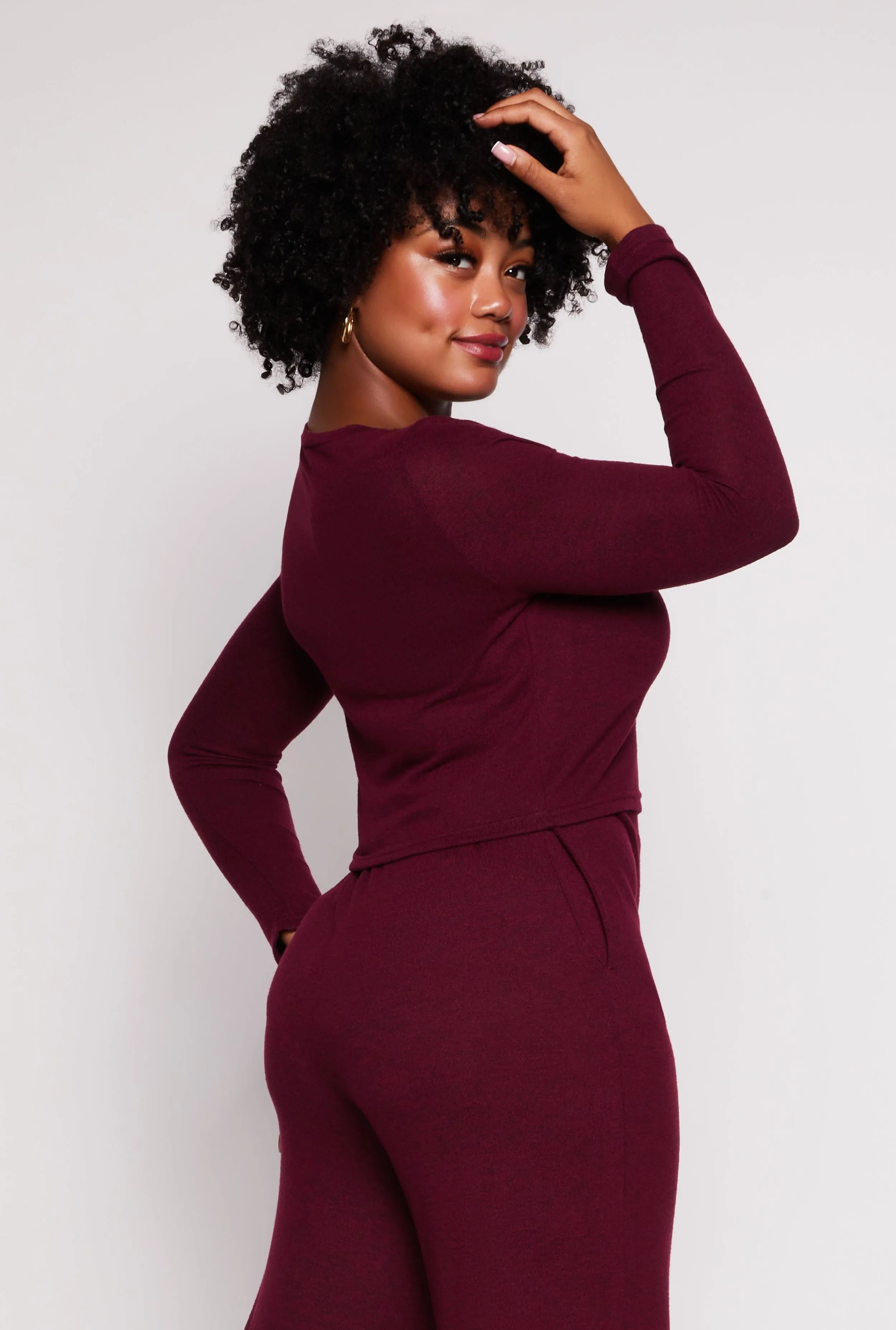 Plus Size Brushed Knit Long Sleeve Crop Top sold by Rainbow product image thumbnail 3