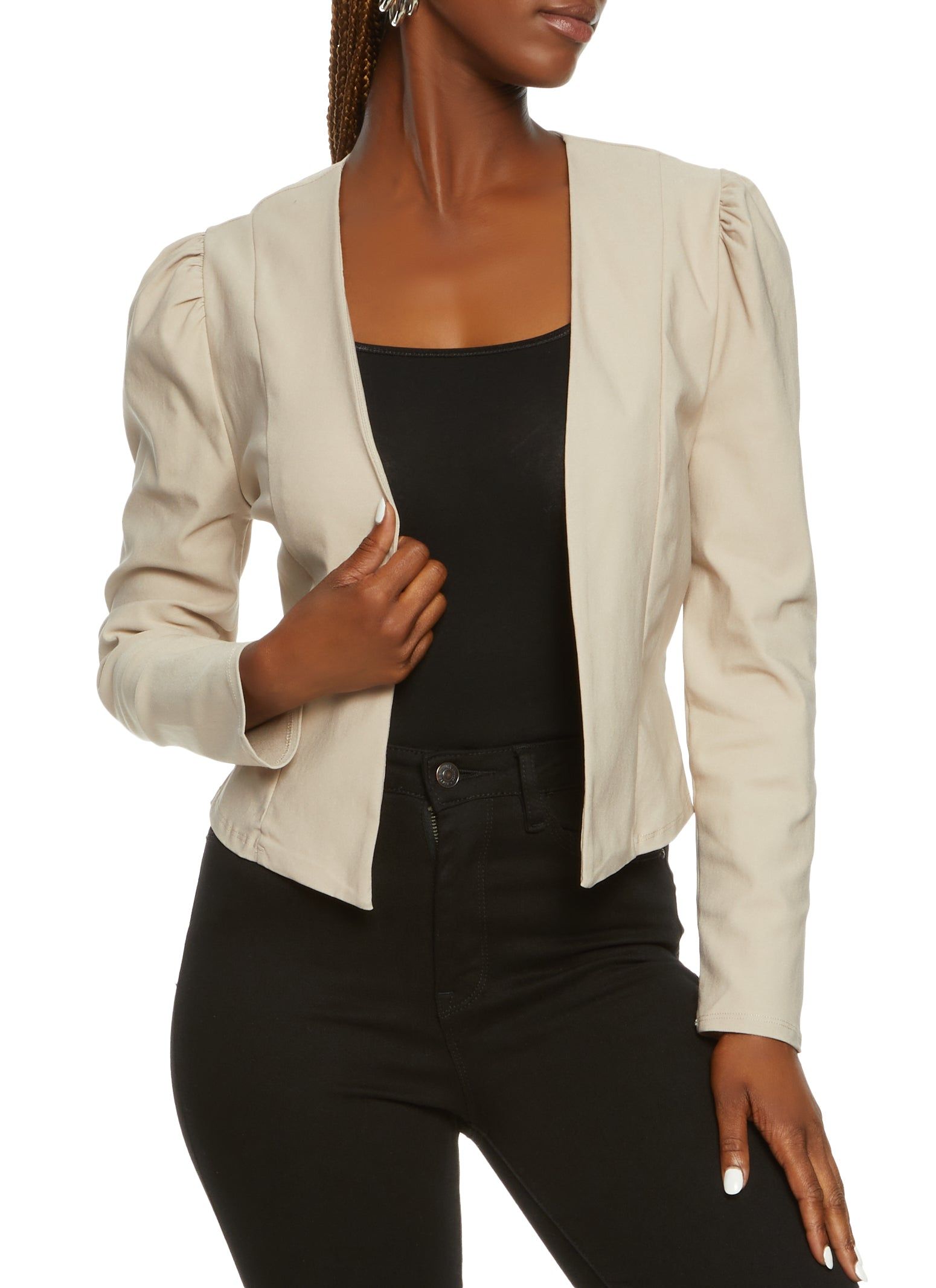Puff Long Sleeve Cropped Blazer sold by Rainbow