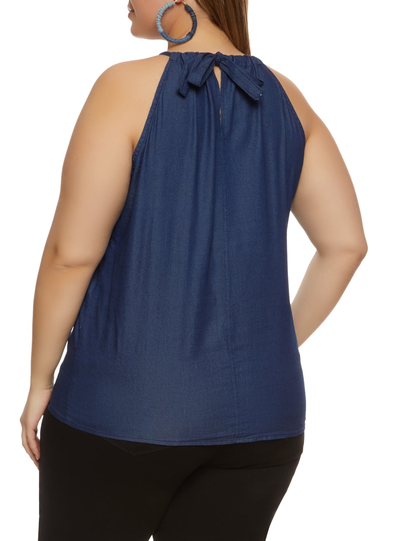 Plus Size Solid Denim Halter Top sold by Rainbow product image thumbnail 2
