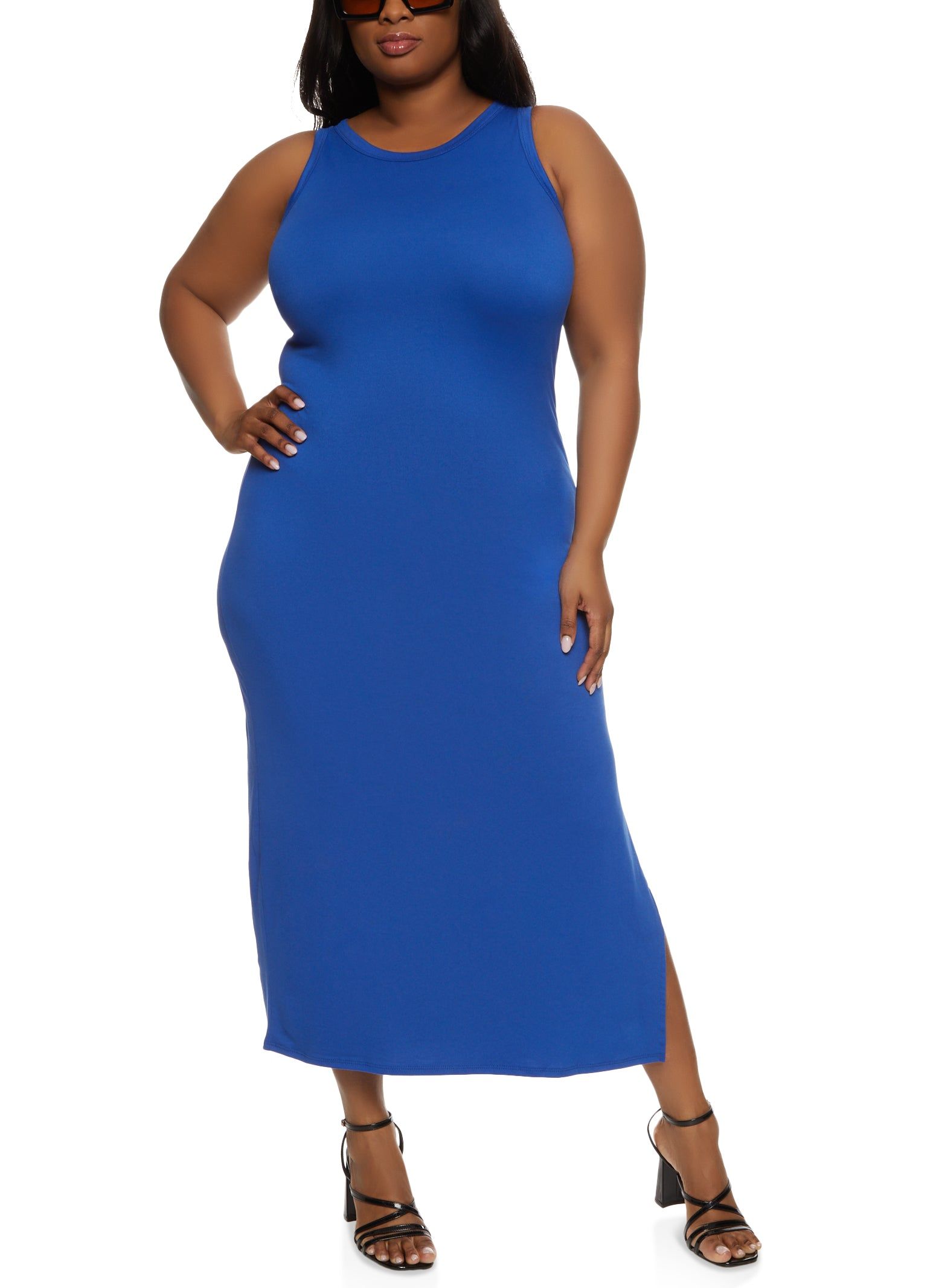 Plus Size Scoop Neck Side Slit Maxi Dress sold by Rainbow product image thumbnail 2