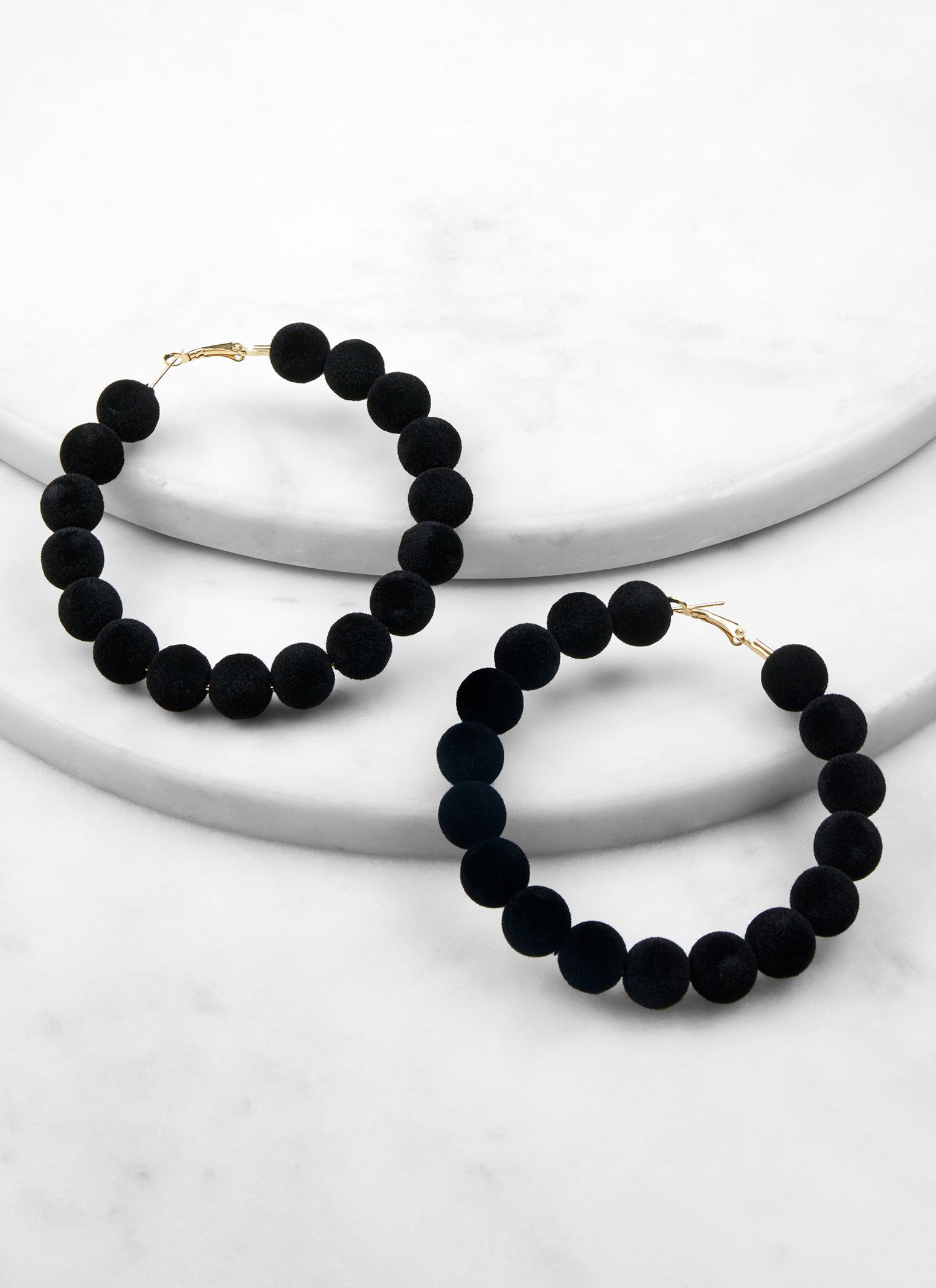 Velvet Beaded Hoop Earrings sold by Rainbow product image thumbnail 2