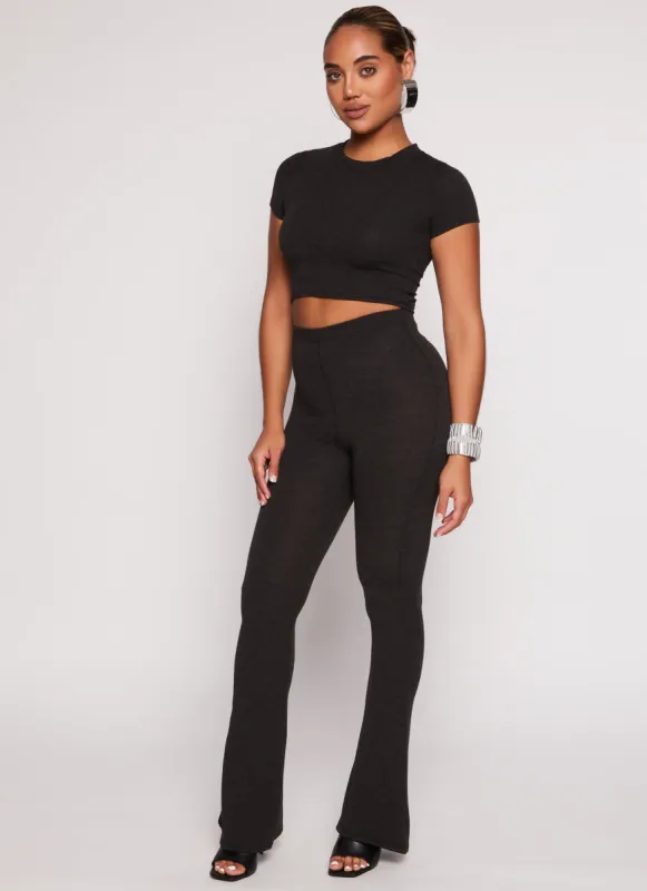 Ribbed High Waist Flare Pants sold by Rainbow
