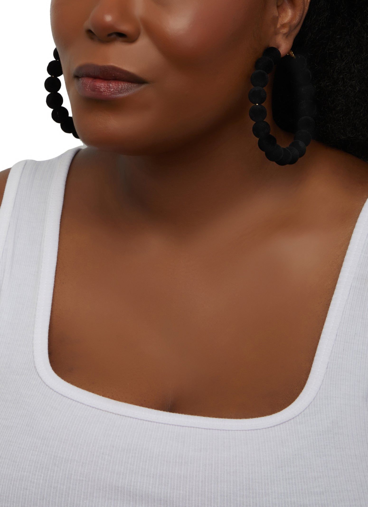 Velvet Beaded Hoop Earrings sold by Rainbow