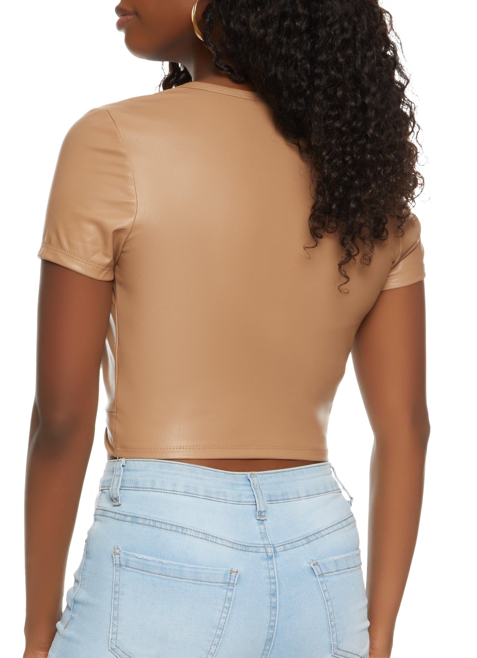 Faux Leather Twist Front Crop Top sold by Rainbow product image thumbnail 2