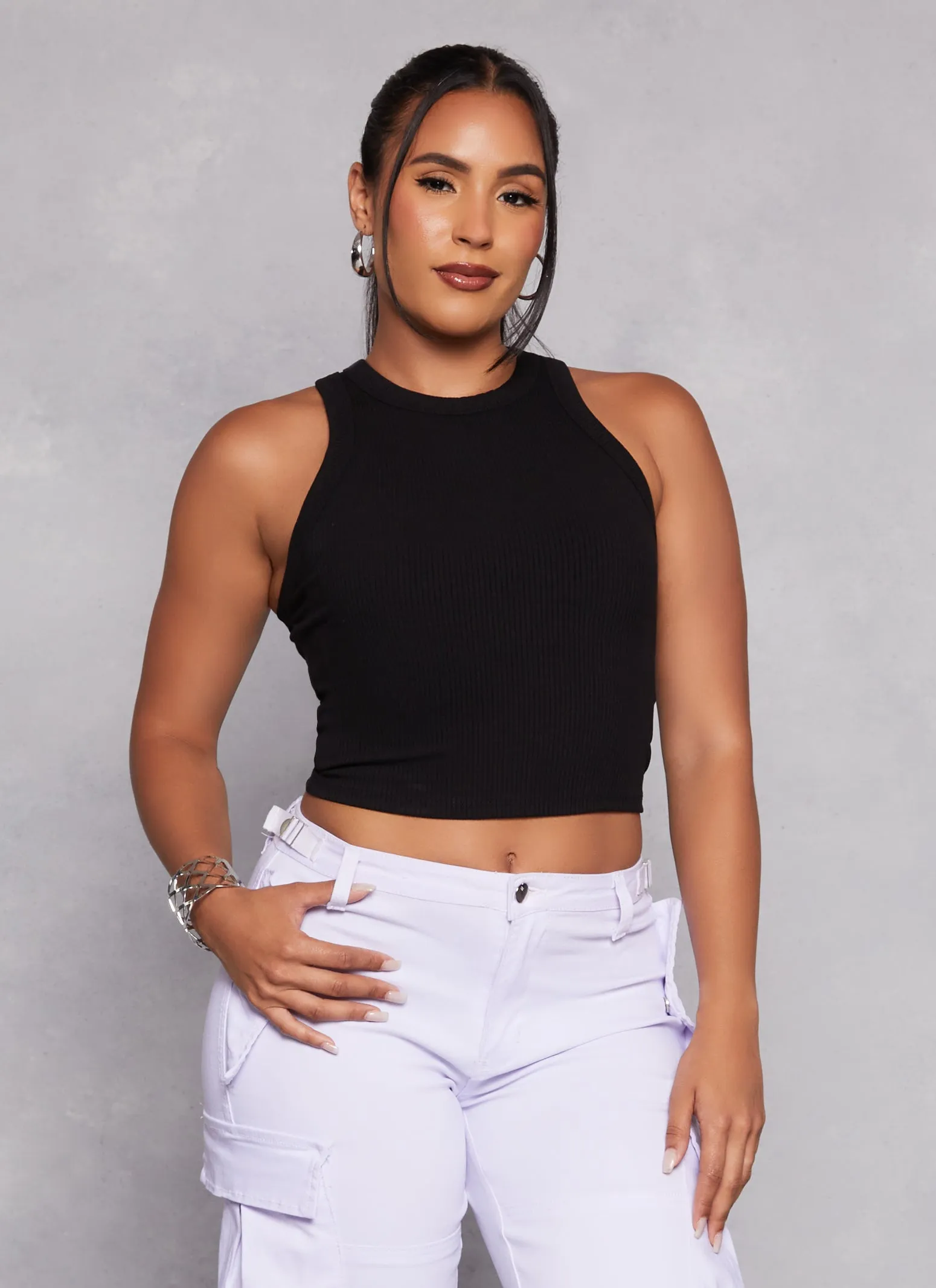 Basic High Neck Cropped Tank Top sold by Rainbow