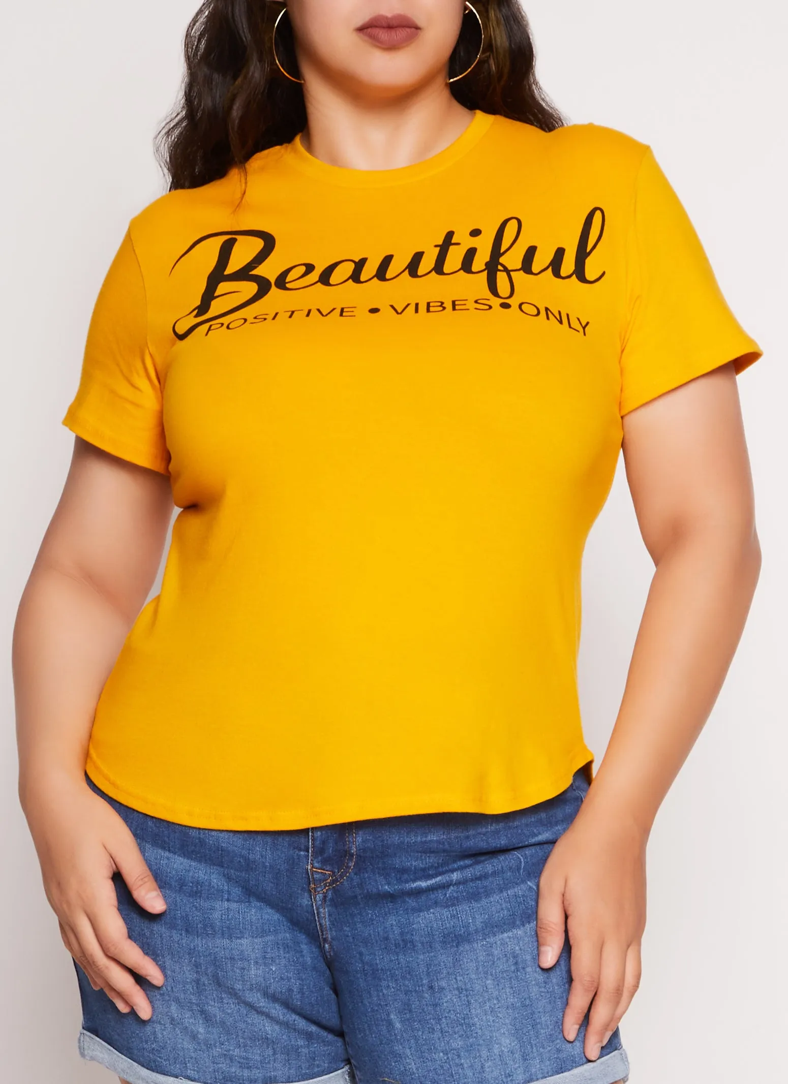 Plus Size Beautiful Positive Vibes Only High Low Tee sold by Rainbow