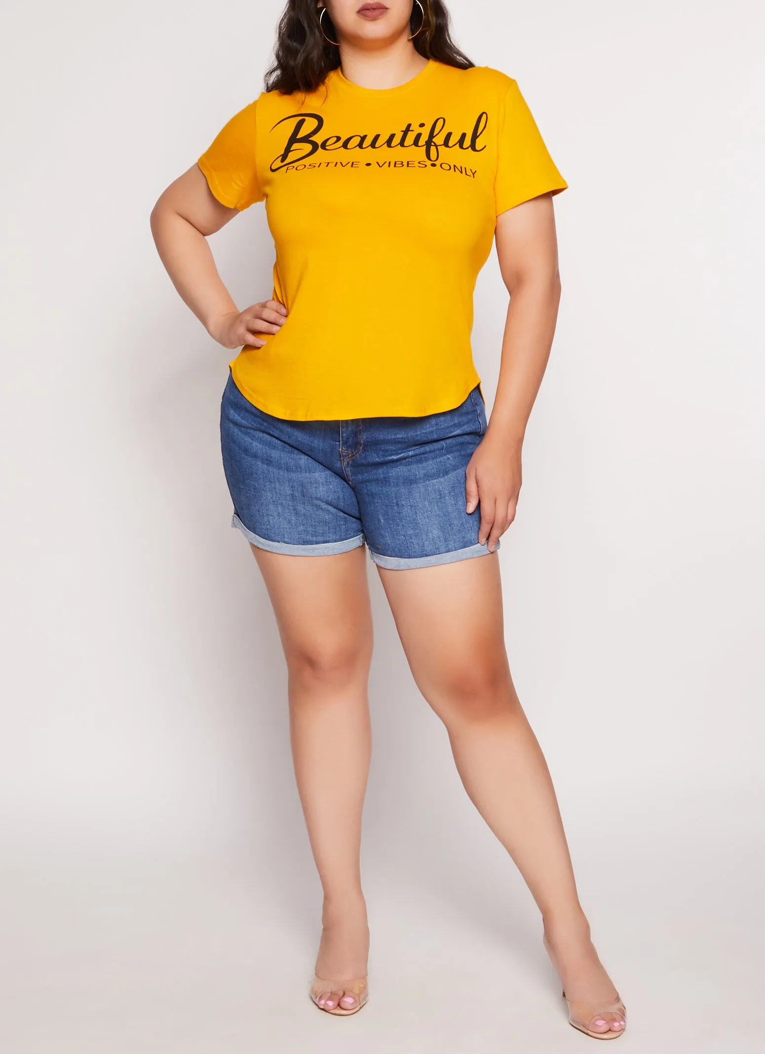 Plus Size Beautiful Positive Vibes Only High Low Tee sold by Rainbow product image thumbnail 2