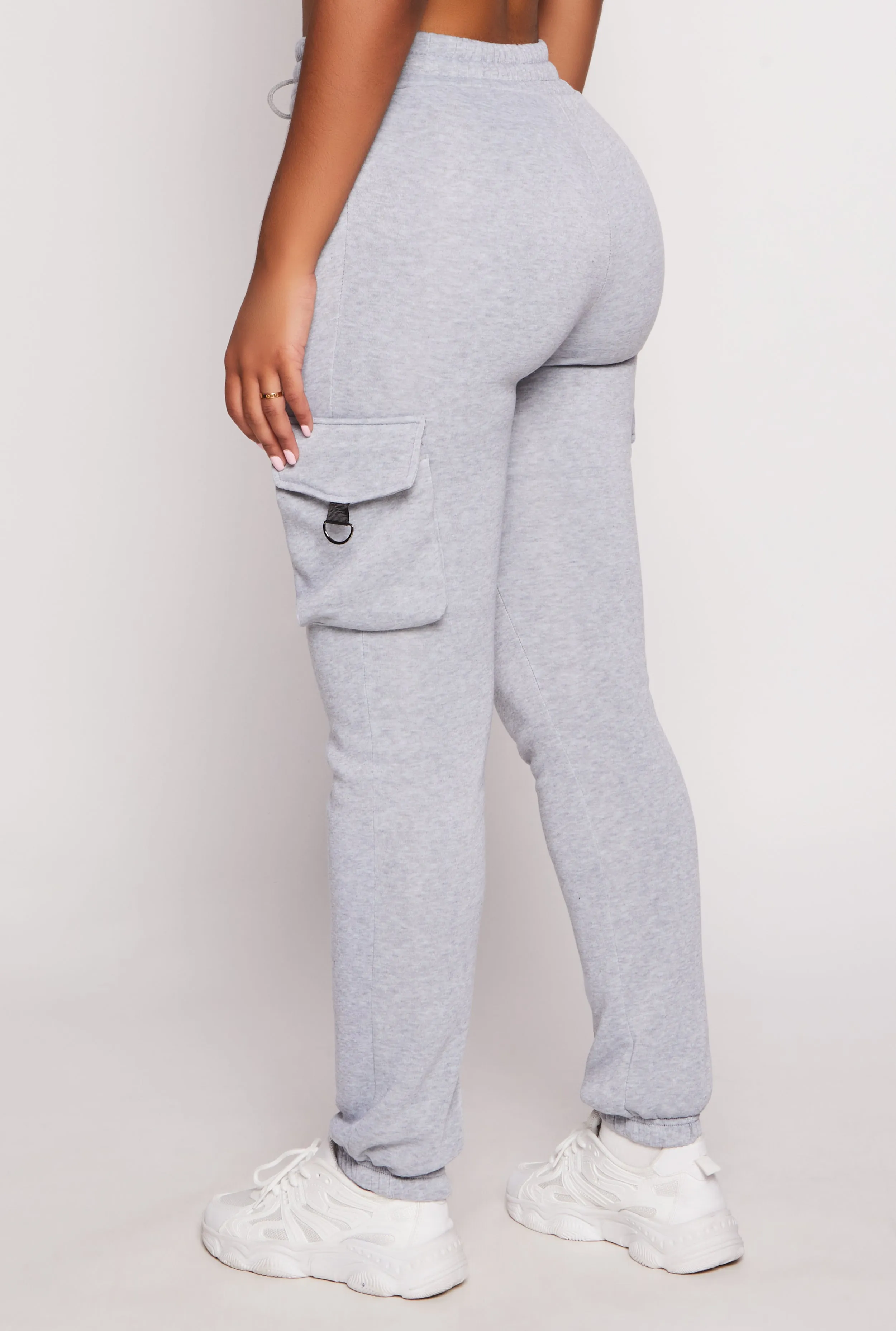 Fleece Drawstring High Waist Cargo Pocket Joggers sold by Rainbow product image thumbnail 3