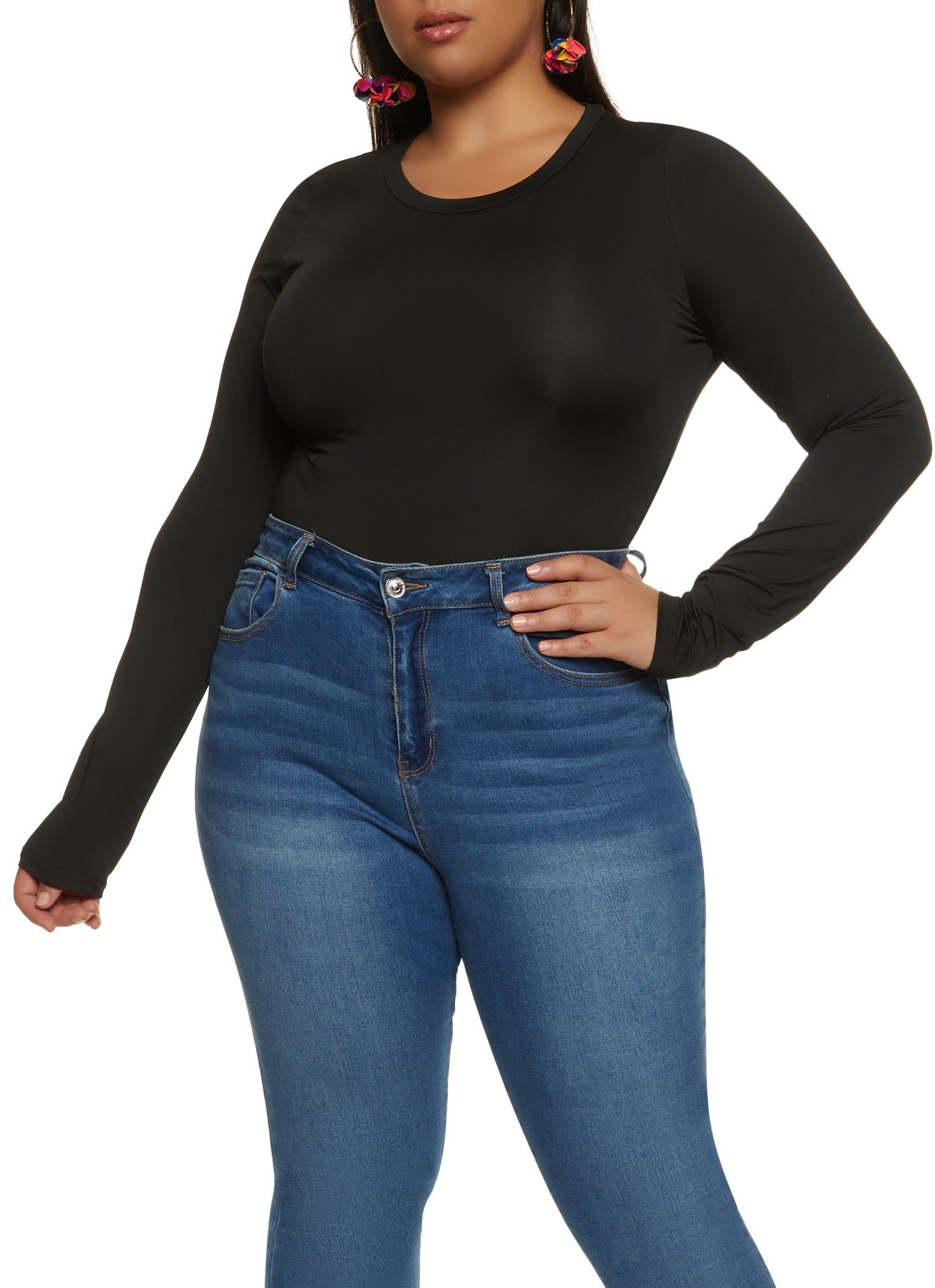 Plus Size Crew Neck Long Sleeve Bodysuit sold by Rainbow product image thumbnail 2
