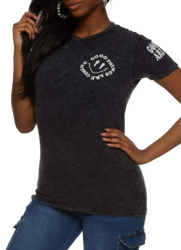 Good Things Are Coming Crew Neck Graphic Tee sold by Rainbow