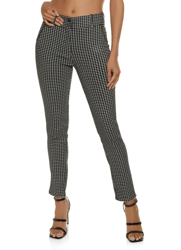 Plaid Straight Leg Ankle Dress Pants sold by Rainbow