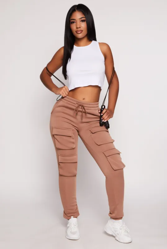 Fleece Drawstring Double Cargo Pocket Joggers sold by Rainbow