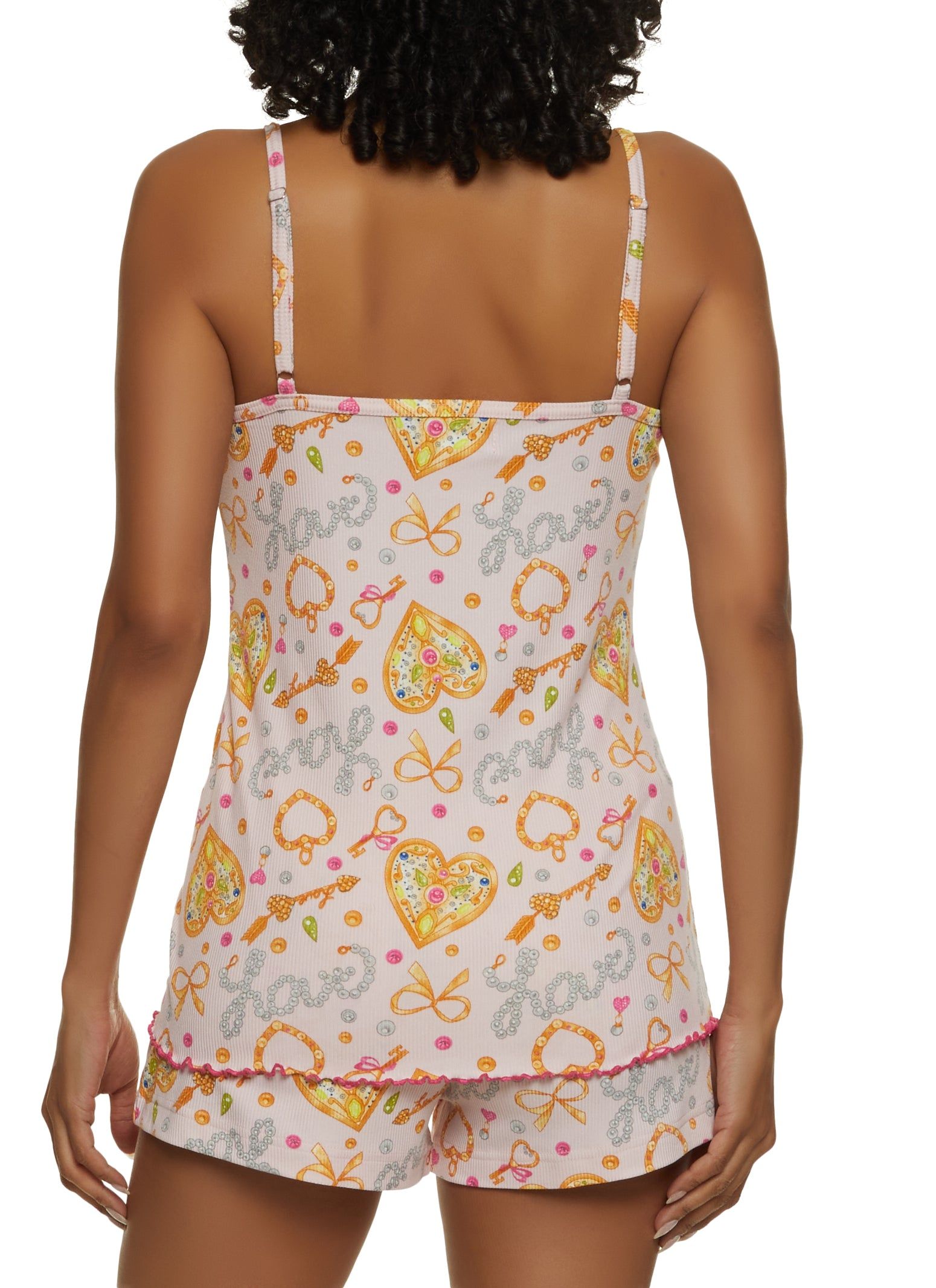 Ribbed Love Pearl Print Pajama Cami and Shorts sold by Rainbow product image thumbnail 2