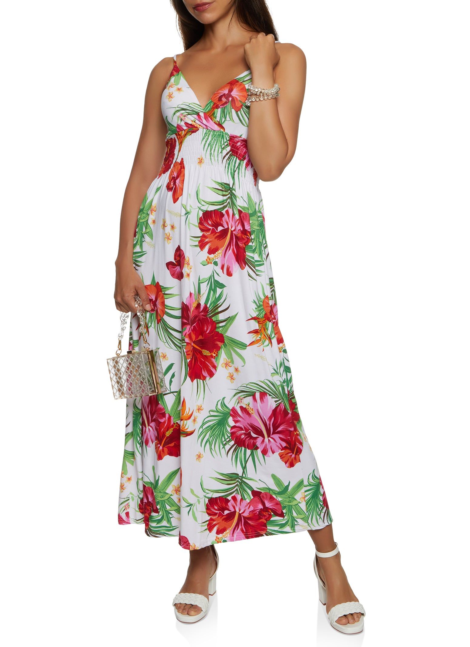 Tropical Printed Smocked Waist Maxi Dress sold by Rainbow product image thumbnail 2