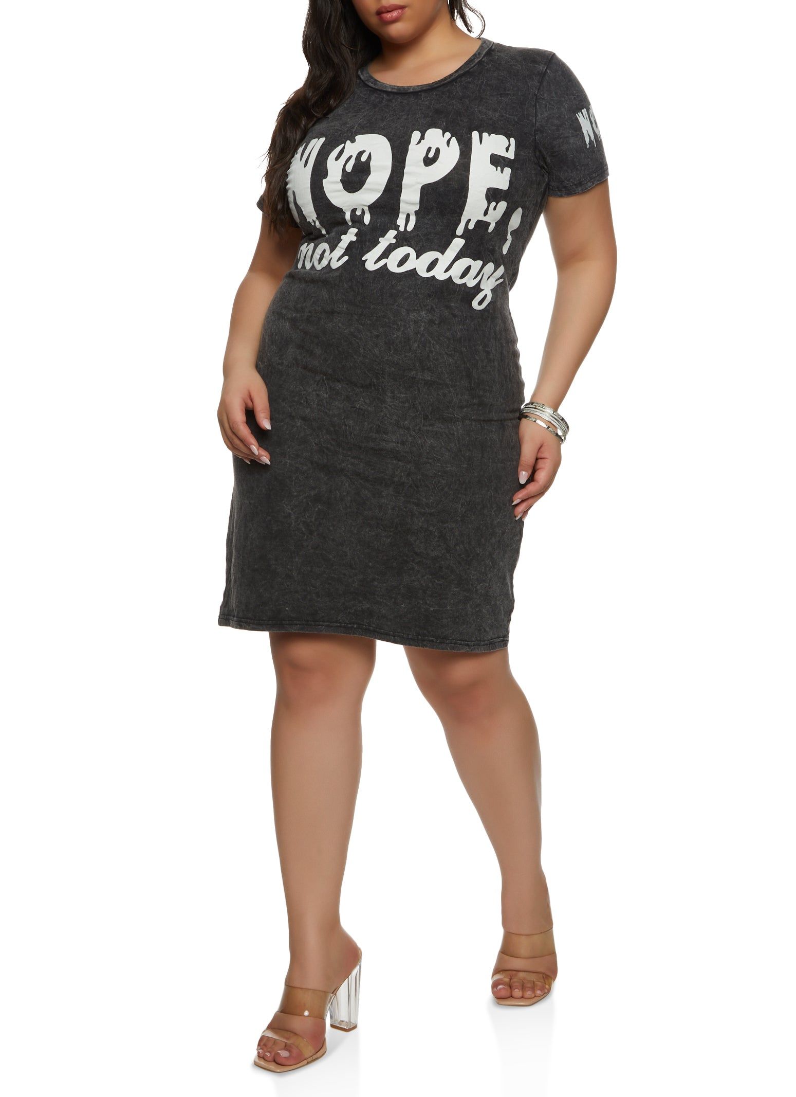 Plus Size Nope Not Today Graphic T Shirt Dress sold by Rainbow