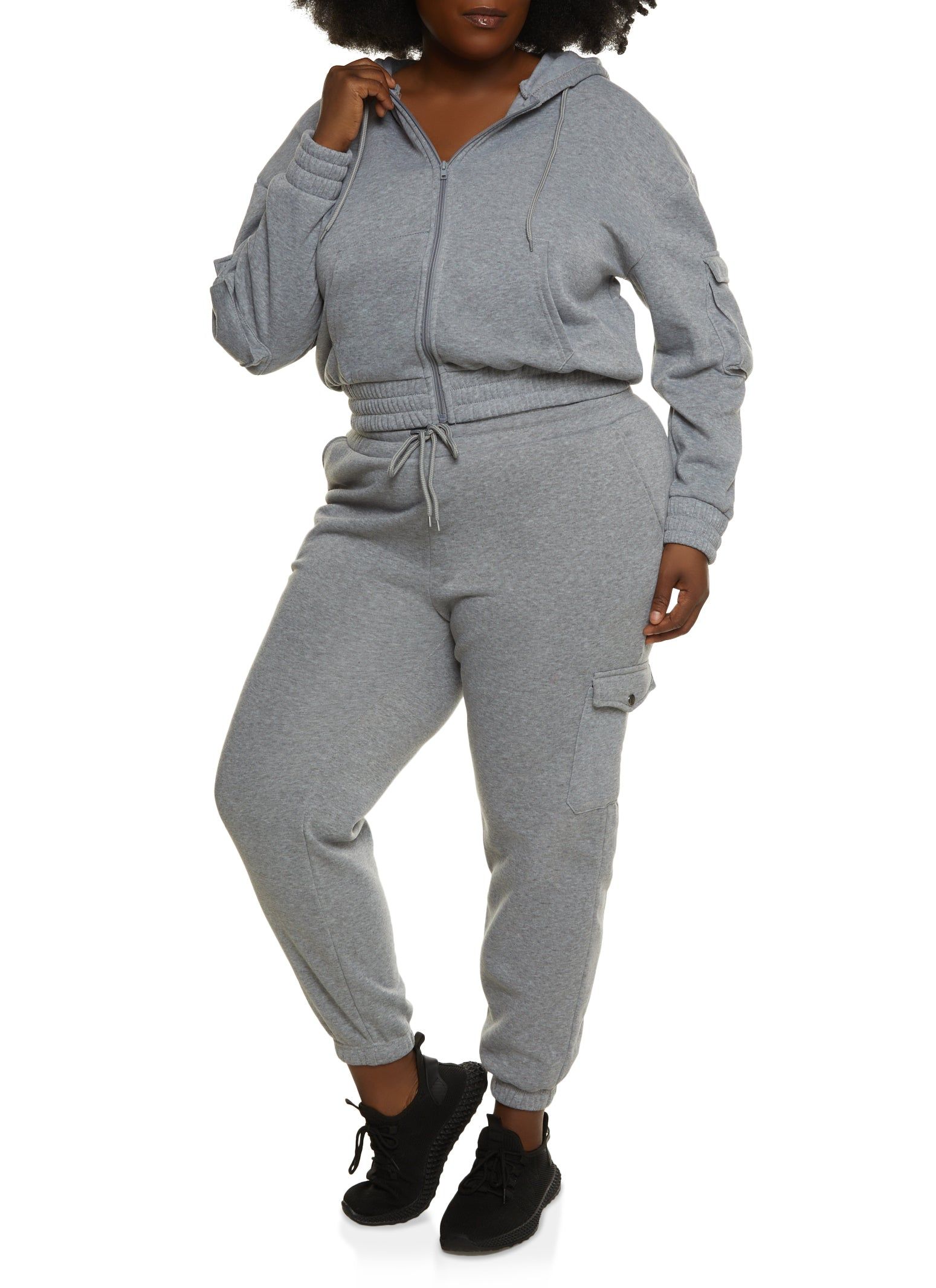 Plus Size Zip Front Cargo Pocket Hoodie sold by Rainbow product image thumbnail 2