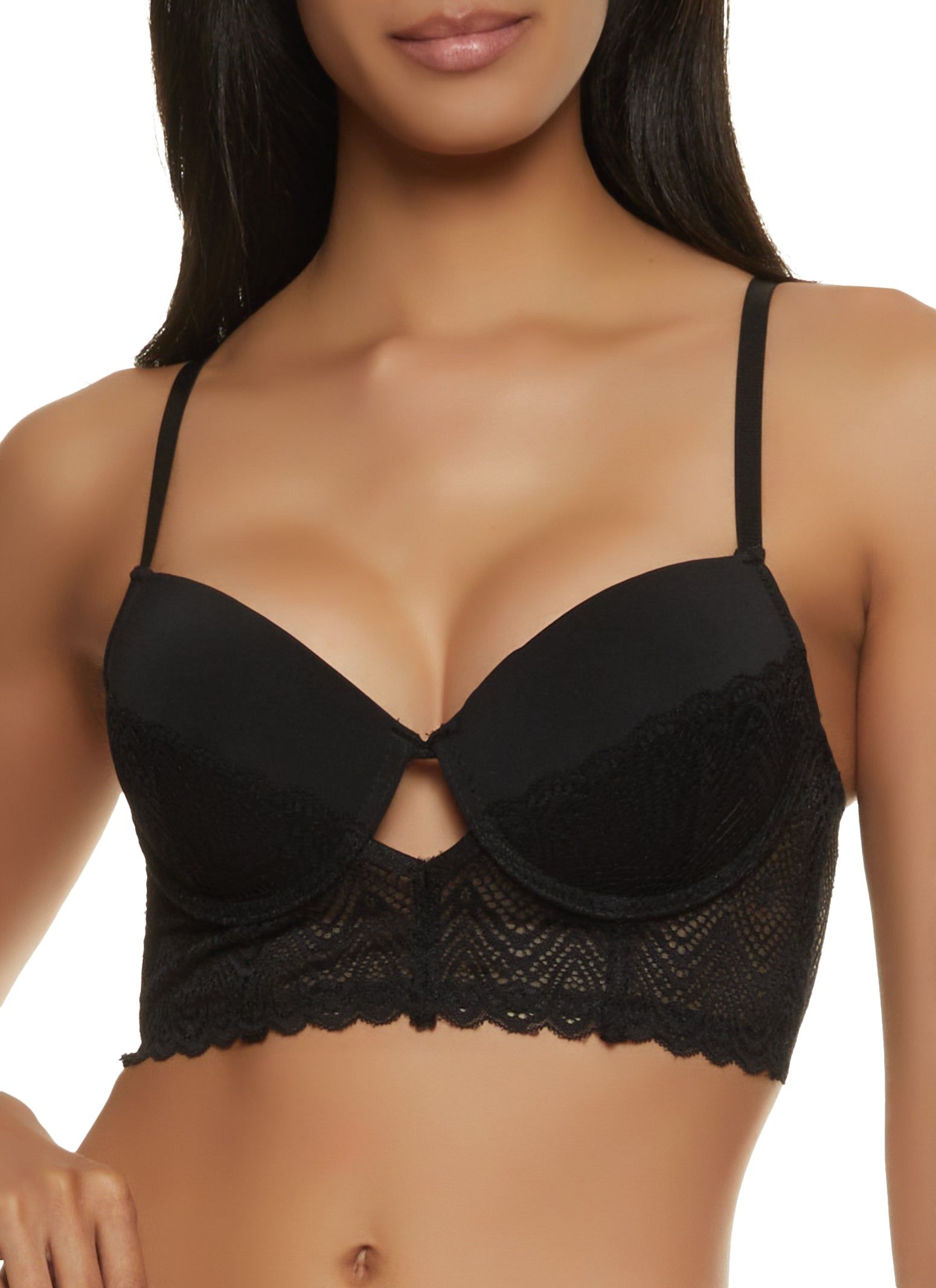 Cut Out Front Long Line Plunge Bra sold by Rainbow
