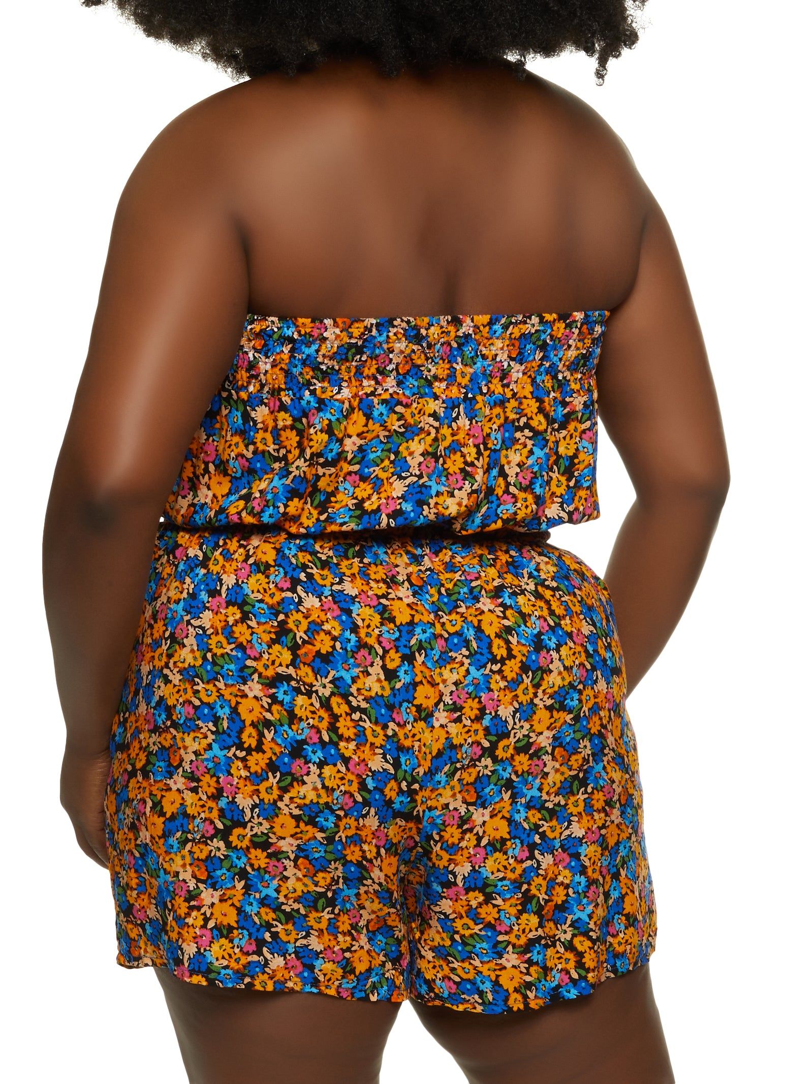 Plus Size Floral Print Smocked Waist Romper sold by Rainbow product image thumbnail 2