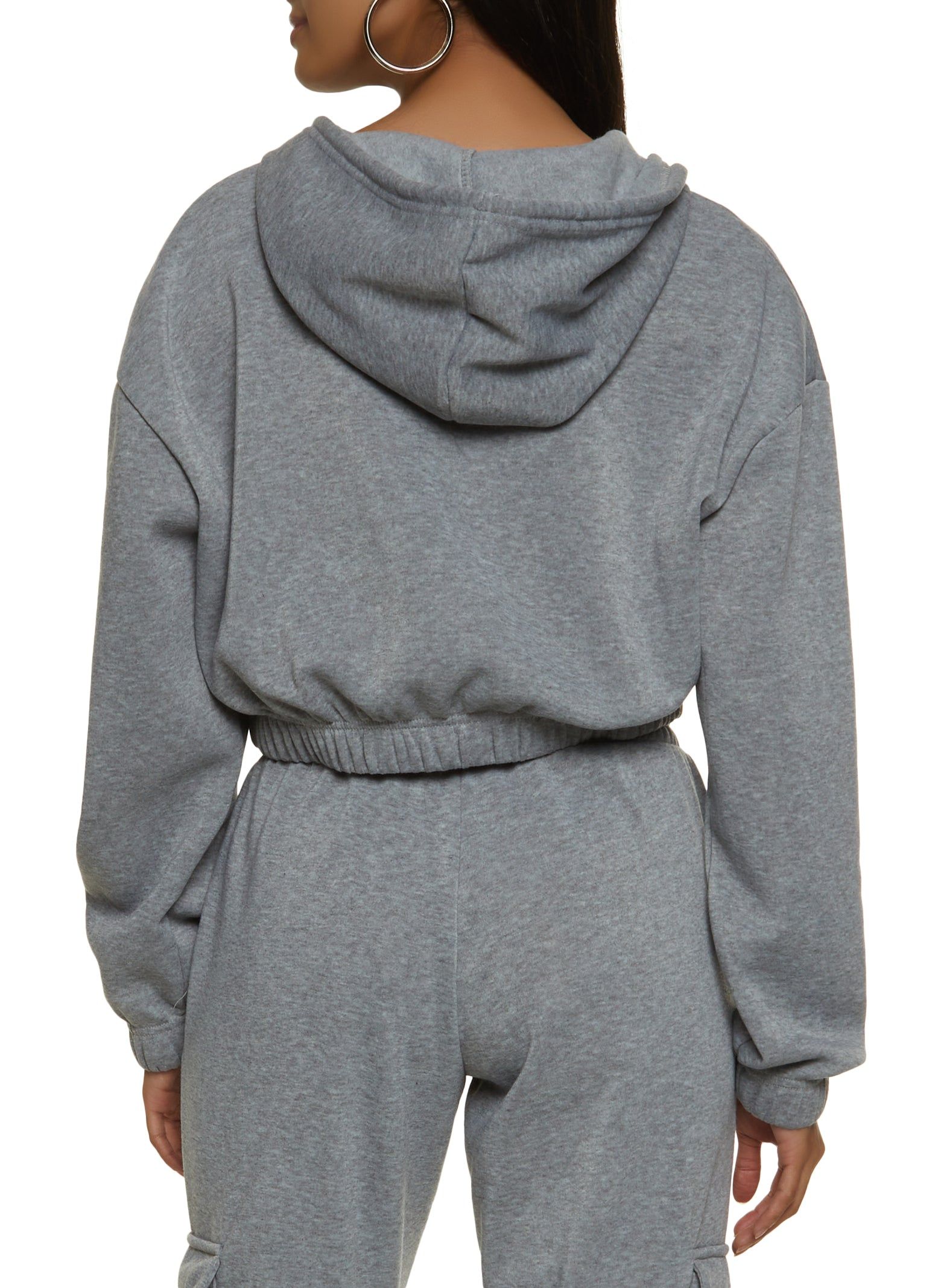 Zip Front Cargo Pocket Cropped Hoodie sold by Rainbow product image thumbnail 3