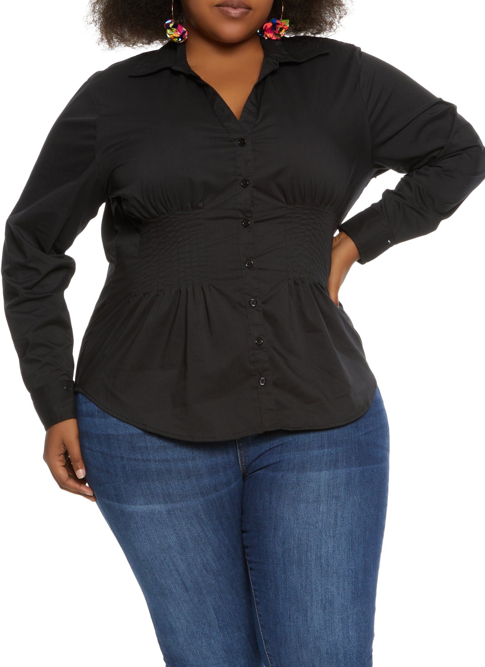Plus Size Cinched Waist Shirt sold by Rainbow