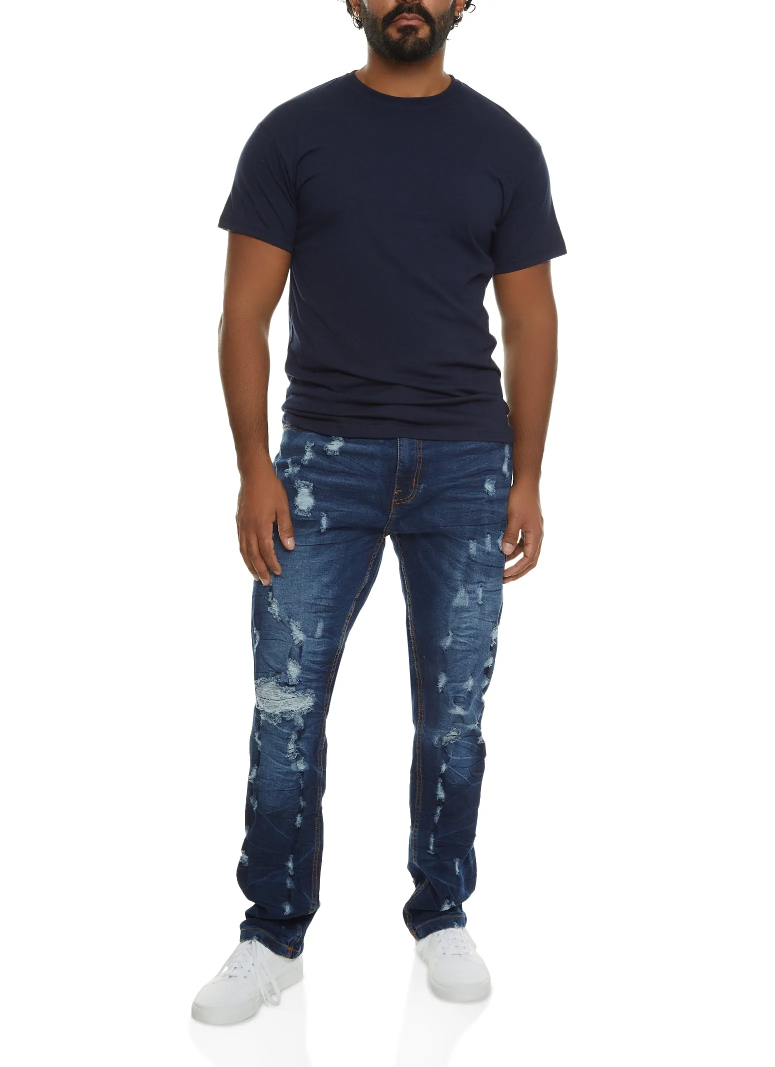 Mens Distressed Slim Leg Jeans sold by Rainbow product image thumbnail 2