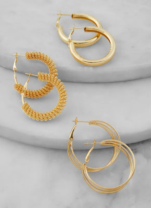 Medium Hoop Earring Trio sold by Rainbow