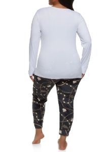 Plus Size All Day Graphic Long Sleeve Pajama Top and Pants sold by Rainbow
