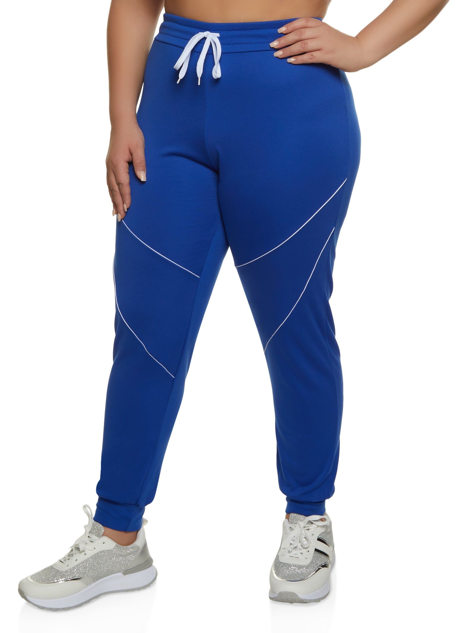Plus Size Contrast Piping Drawstring Joggers sold by Rainbow