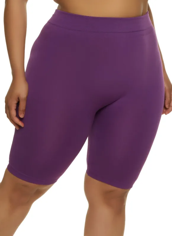 Plus Size Seamless High Waisted Bike Shorts sold by Rainbow