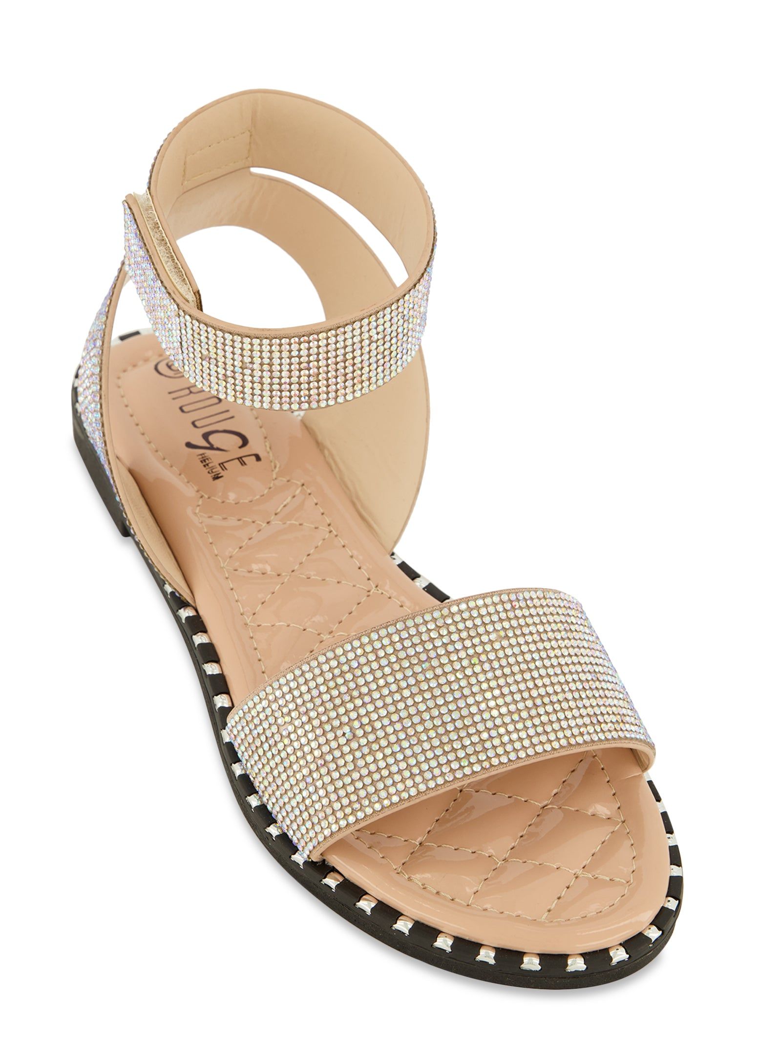 Rhinestone Studded Velcro Ankle Strap Sandals sold by Rainbow