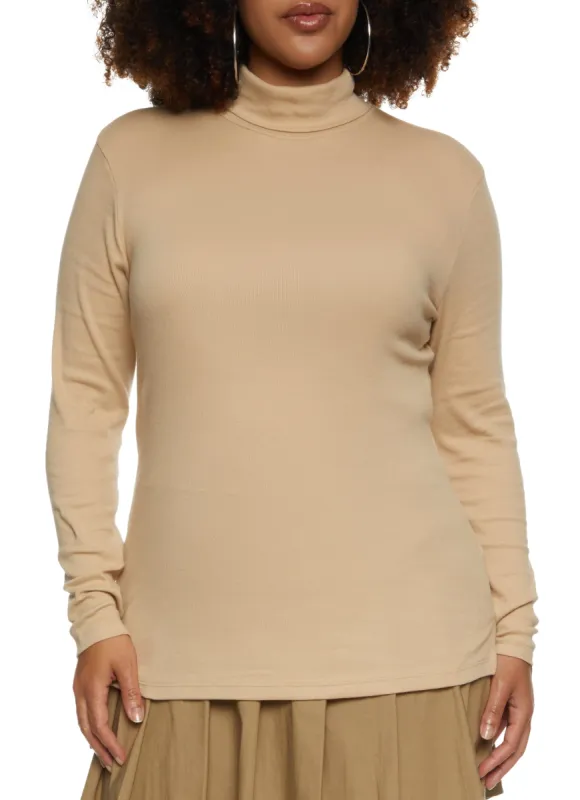 Plus Size Basic Turtleneck Long Sleeve Top sold by Rainbow