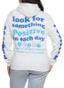 Plus Size Positive Vibes Only Smiley Graphic Hoodie sold by Rainbow