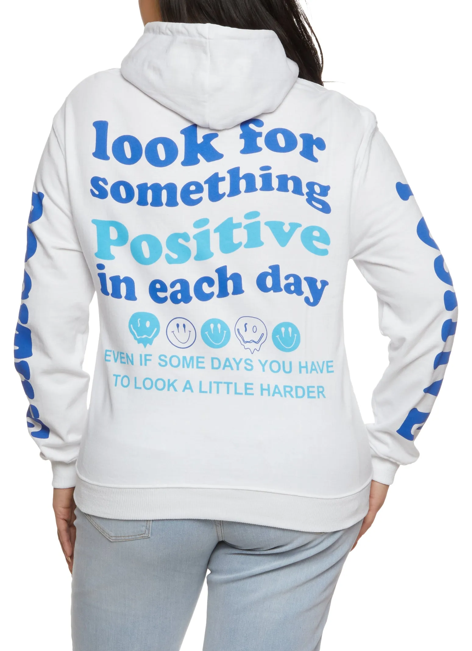 Plus Size Positive Vibes Only Smiley Graphic Hoodie sold by Rainbow product image thumbnail 2