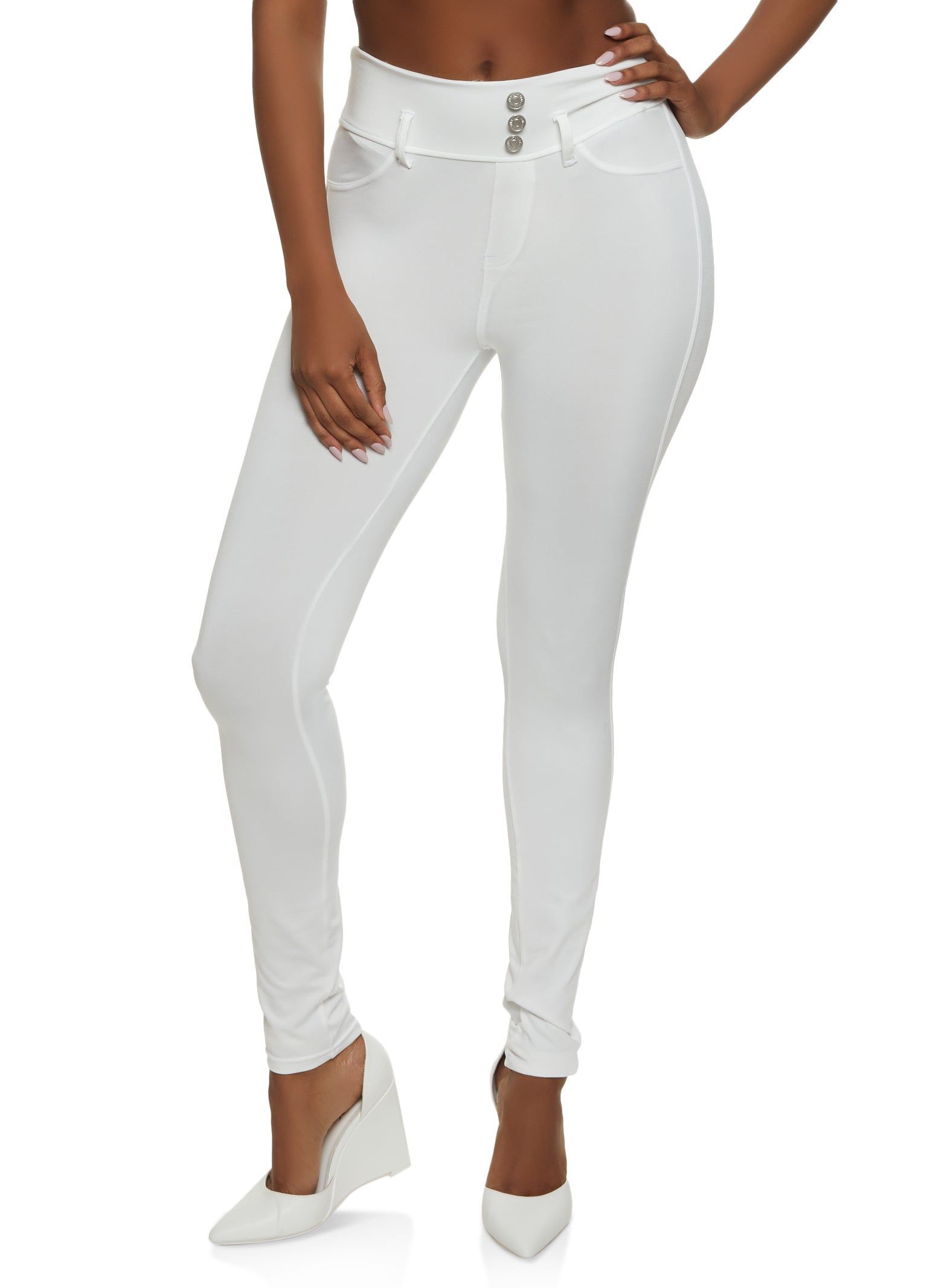 Triple Button Detail Scuba Pants sold by Rainbow product image thumbnail 2