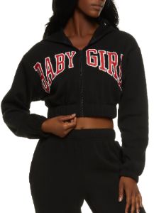 Baby Girl Varsity Graphic Cropped Hoodie sold by Rainbow