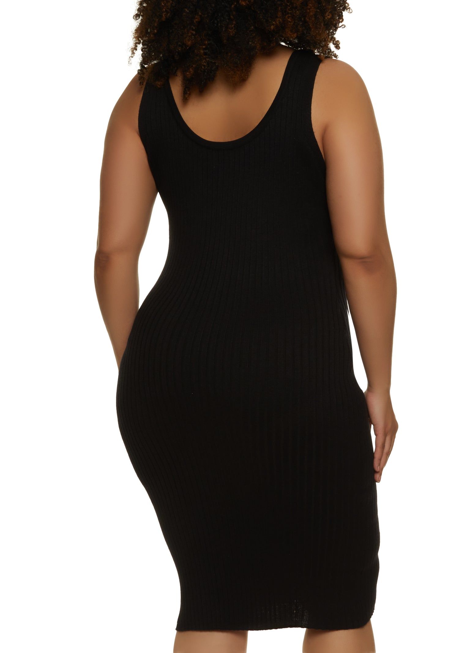 Plus Size Ribbed Knit Scoop Neck Tank Dress sold by Rainbow product image thumbnail 3