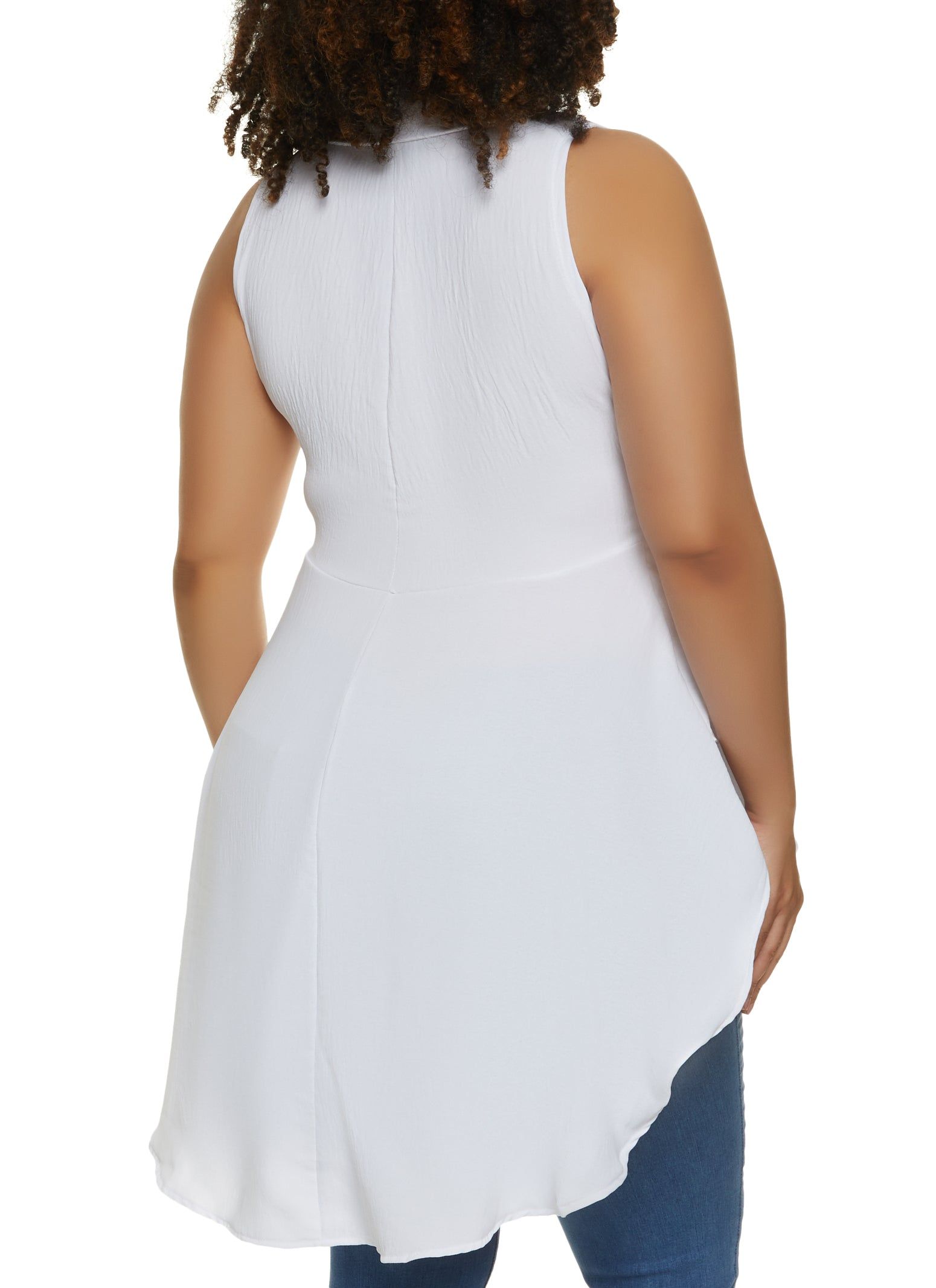 Plus Size Button Front Tiered High Low Shirt sold by Rainbow product image thumbnail 2