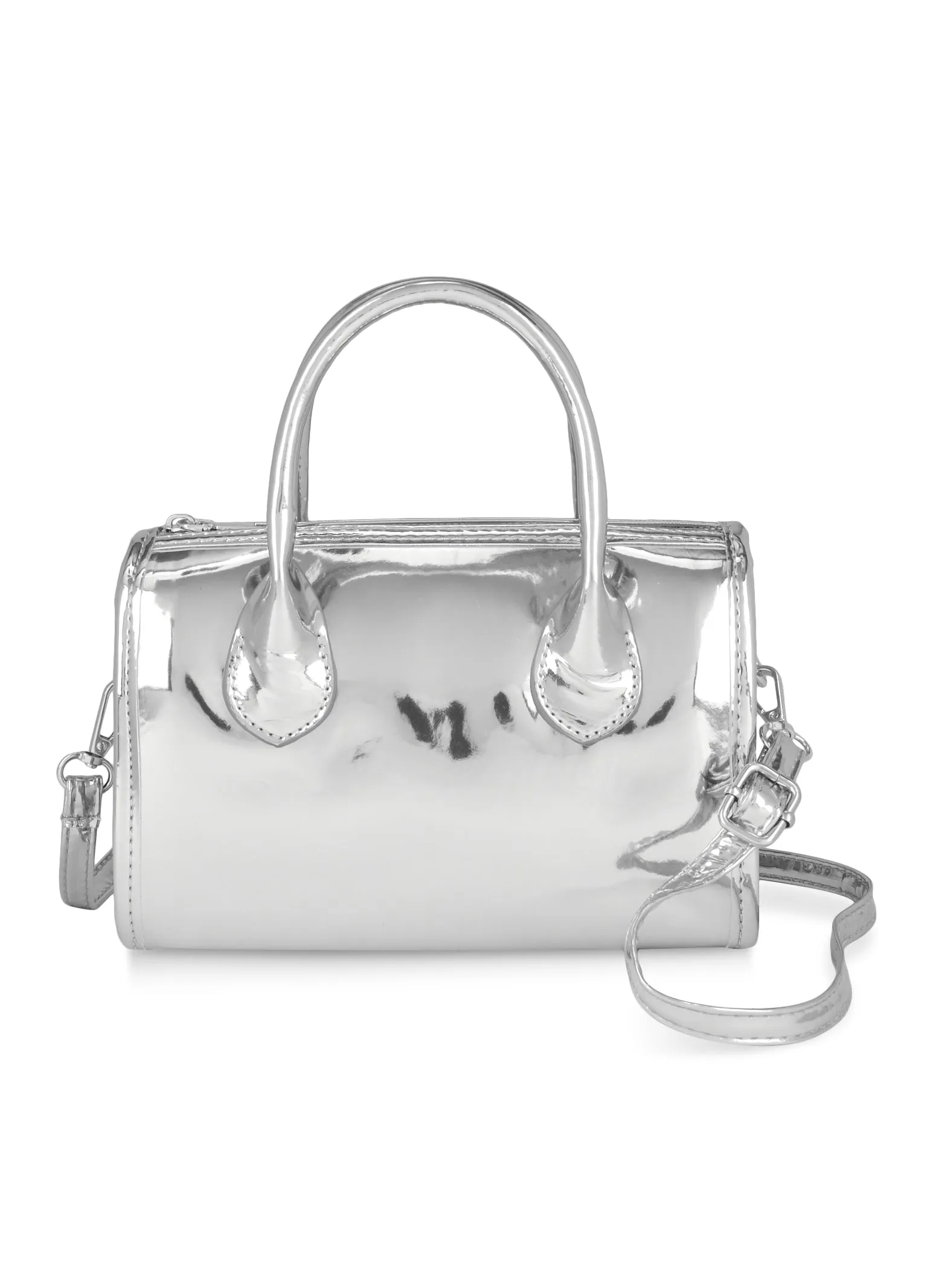 Metallic Faux Leather Convertible Top Handle Crossbody Bag sold by Rainbow product image thumbnail 3