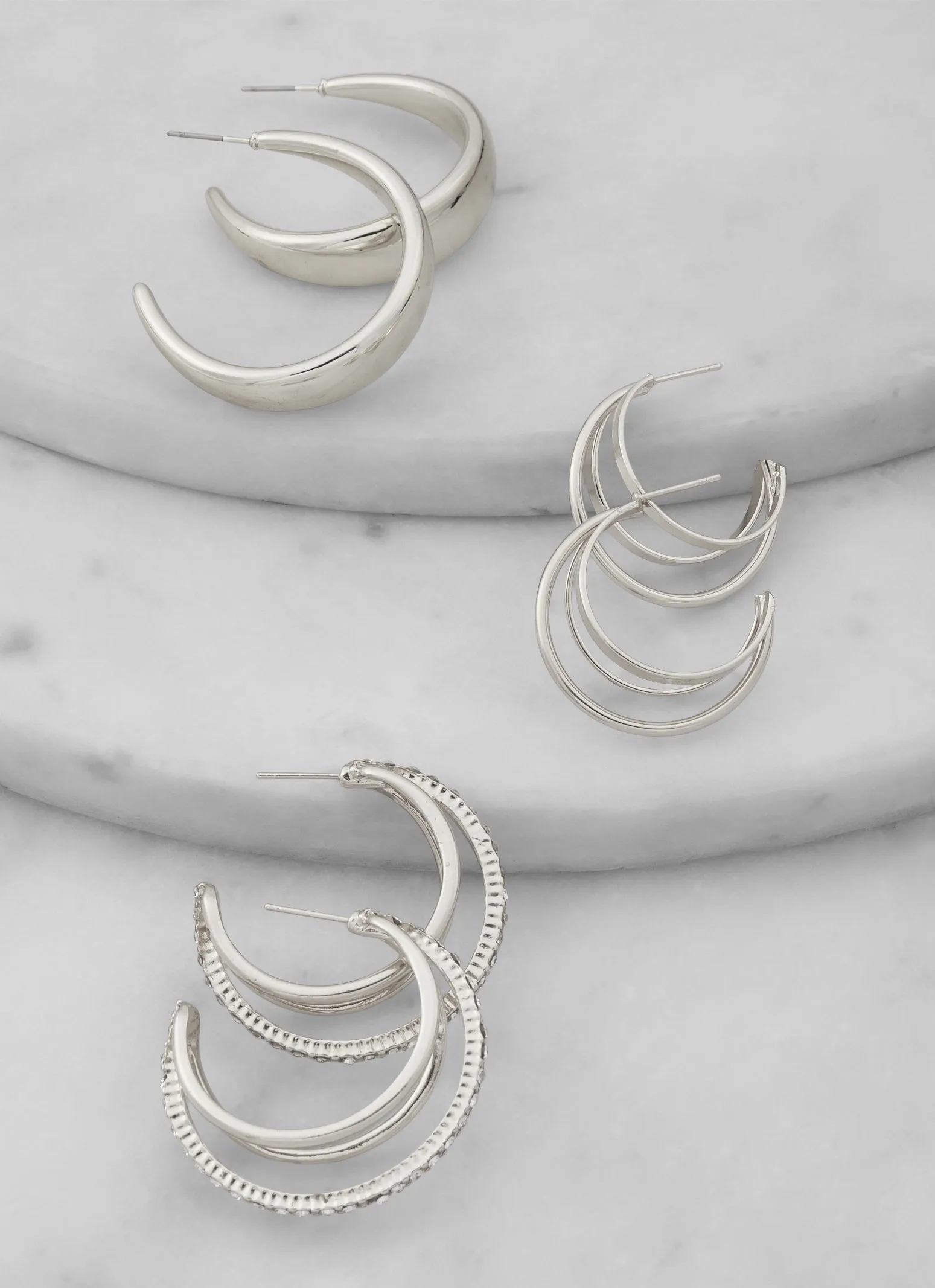 Assorted Rhinestone Hoop Earrings Trio sold by Rainbow