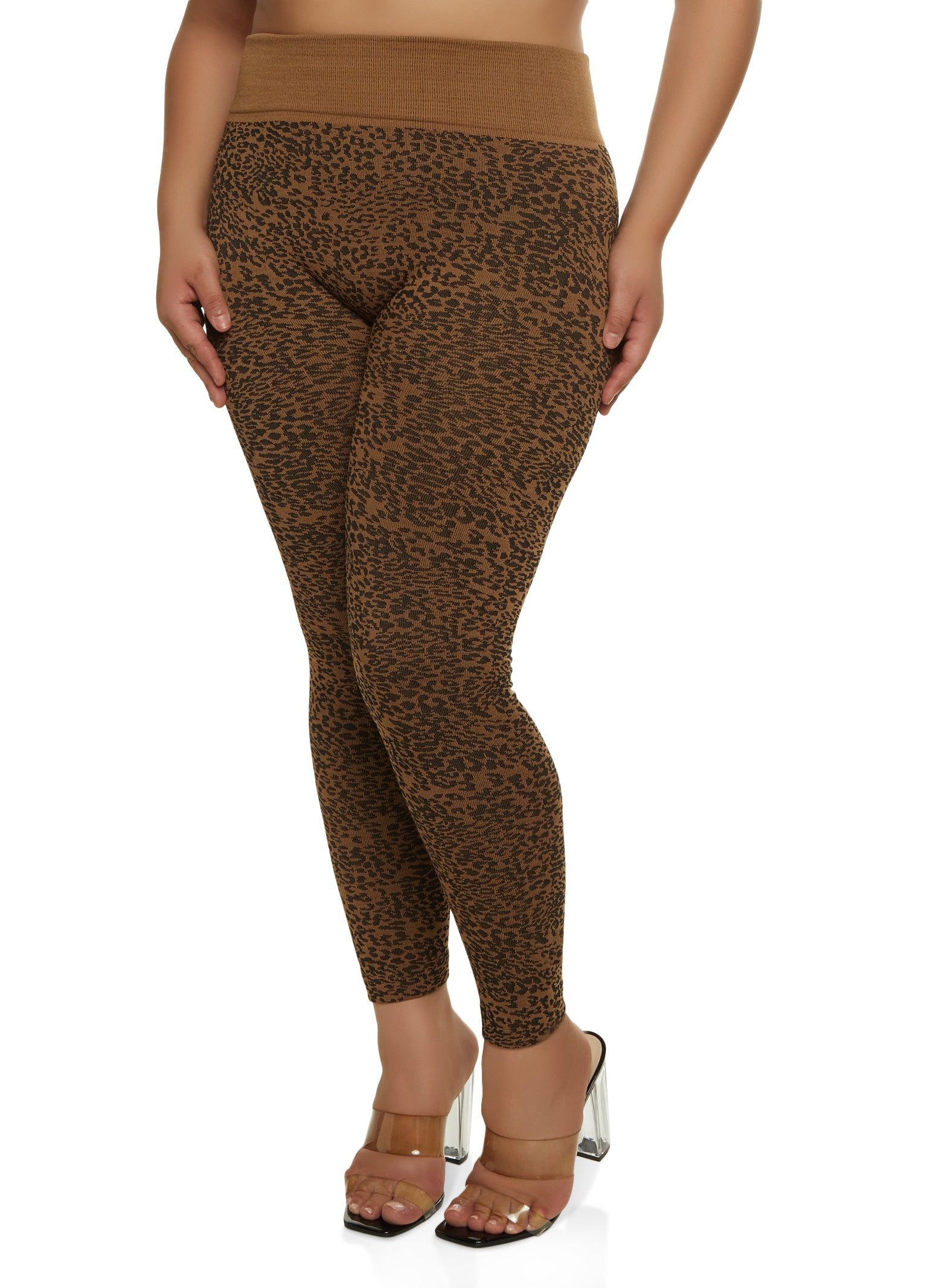 Plus Size Seamless Leopard Print Leggings sold by Rainbow