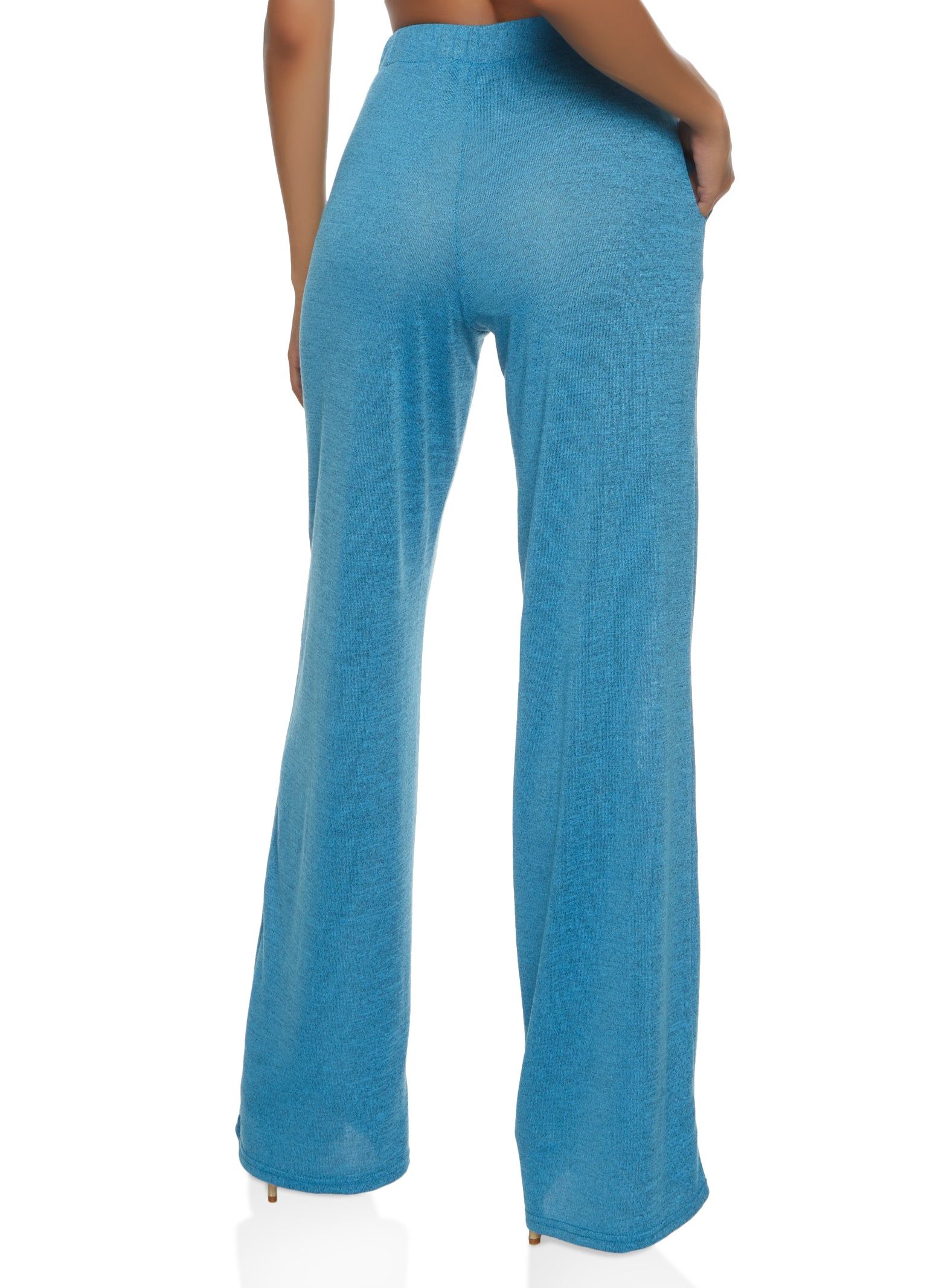 Daisy Solid Brushed Knit High Waisted Wide Leg Pants sold by Rainbow product image thumbnail 2