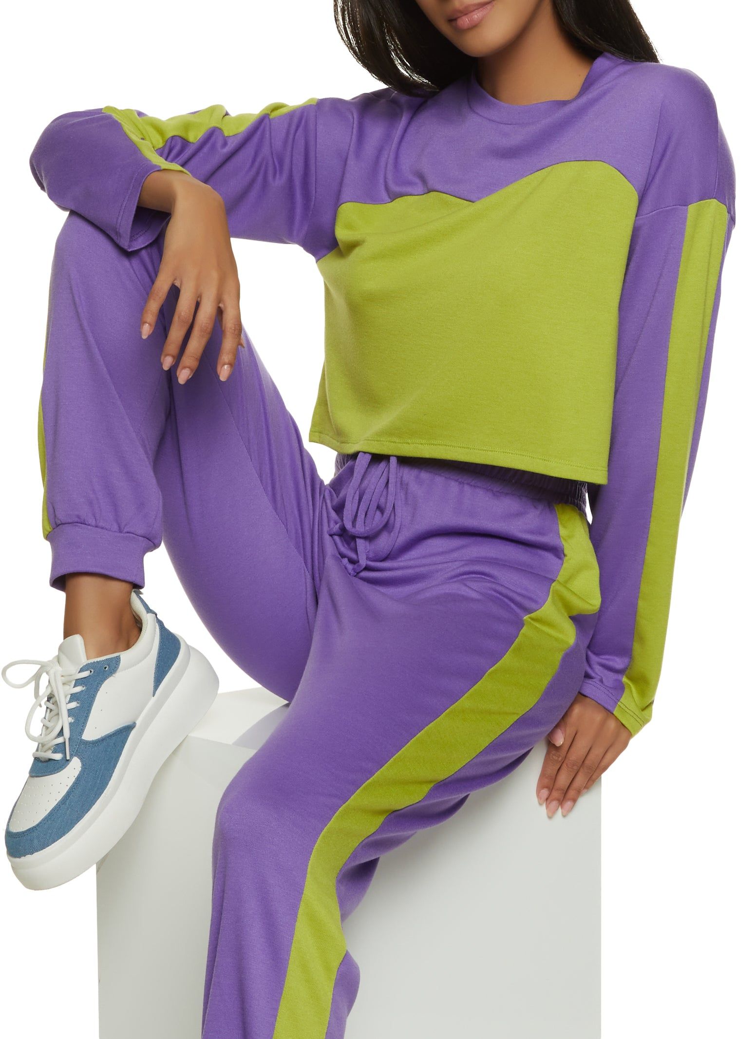 Color Block Side Stripe Crop Top sold by Rainbow