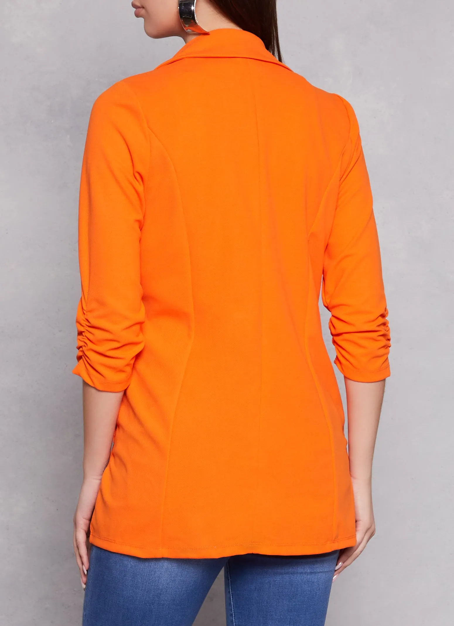 Solid Open Front Ruched Sleeve Blazer sold by Rainbow product image thumbnail 3