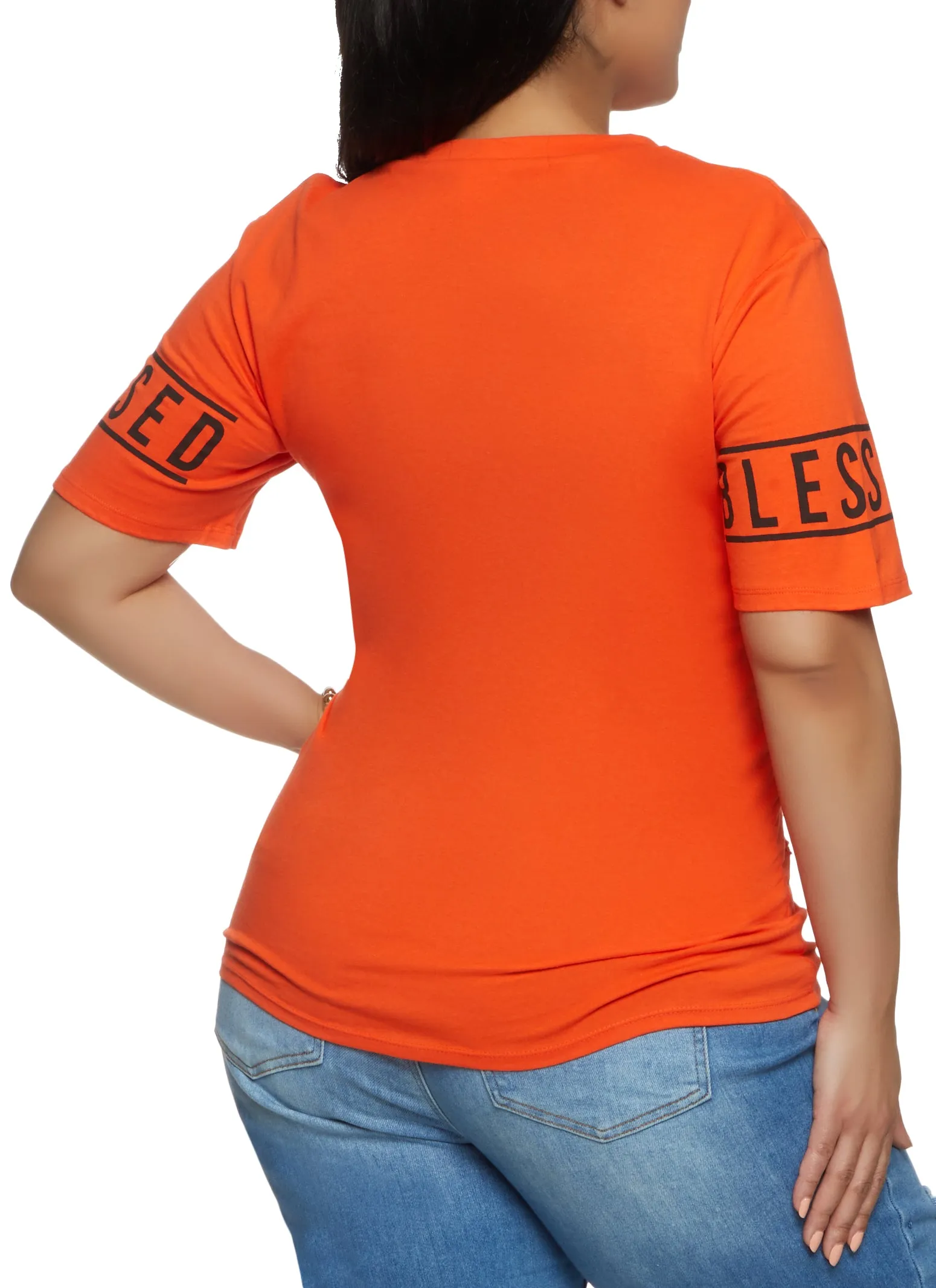 Plus Size Blessed Beyond Measure 28 Laser Cut Graphic Tee sold by Rainbow product image thumbnail 2
