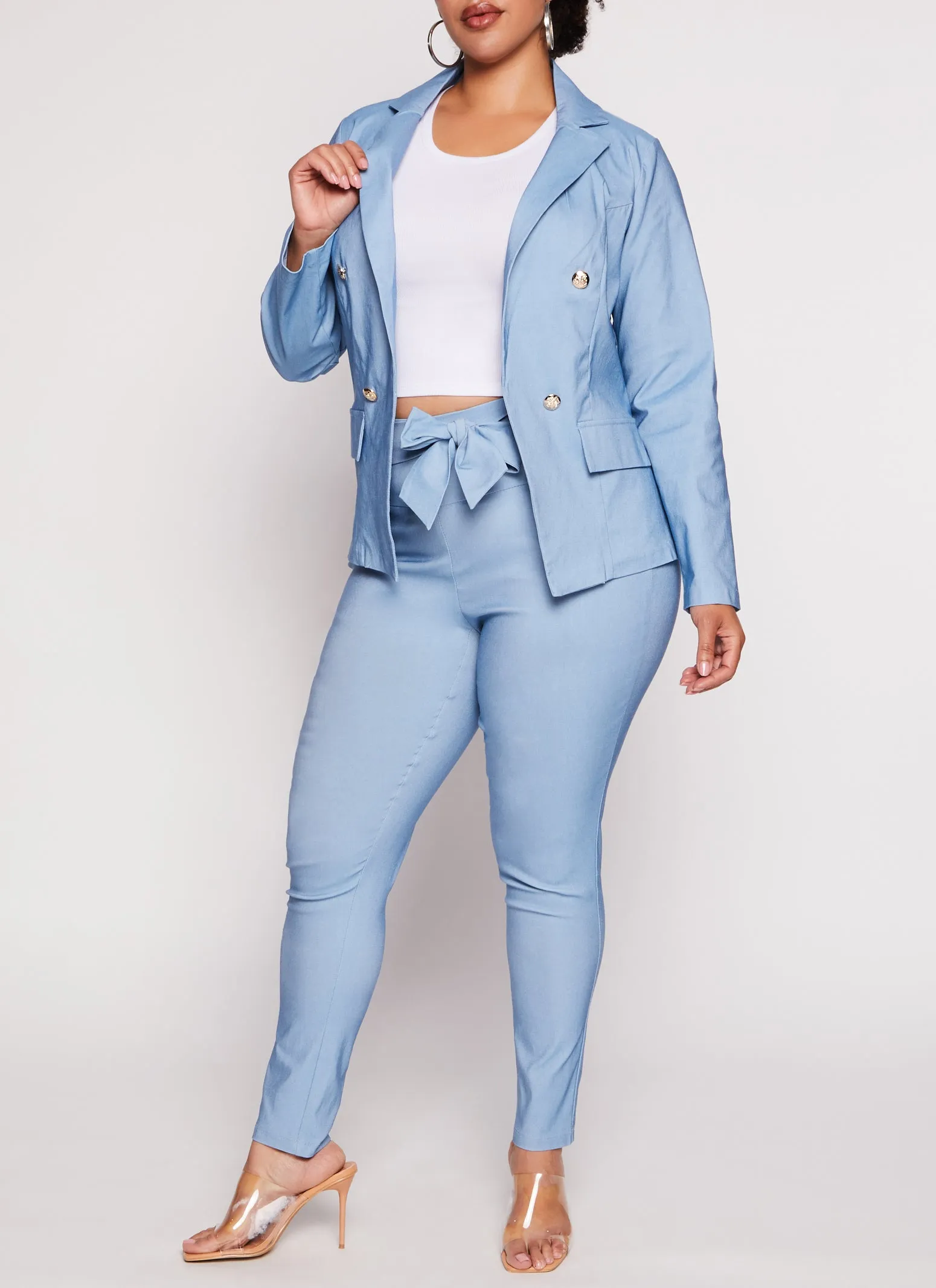 Plus Size Button Front Faux Pocket Blazer sold by Rainbow product image thumbnail 2