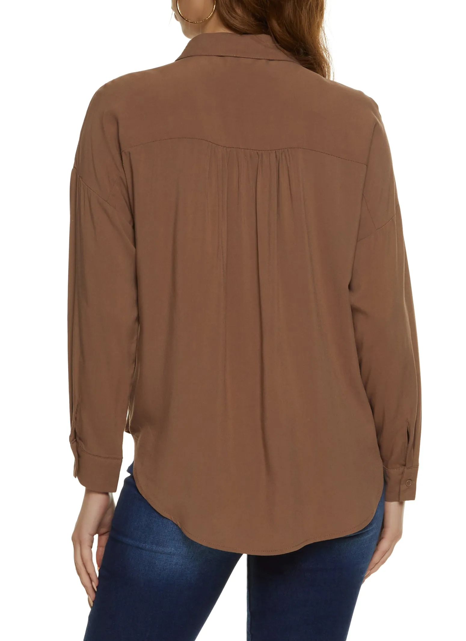 Solid Long Sleeve Button Front Shirt sold by Rainbow product image thumbnail 2