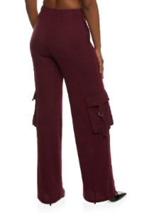 Brushed Knit Wide Leg Cargo Pocket Pants sold by Rainbow