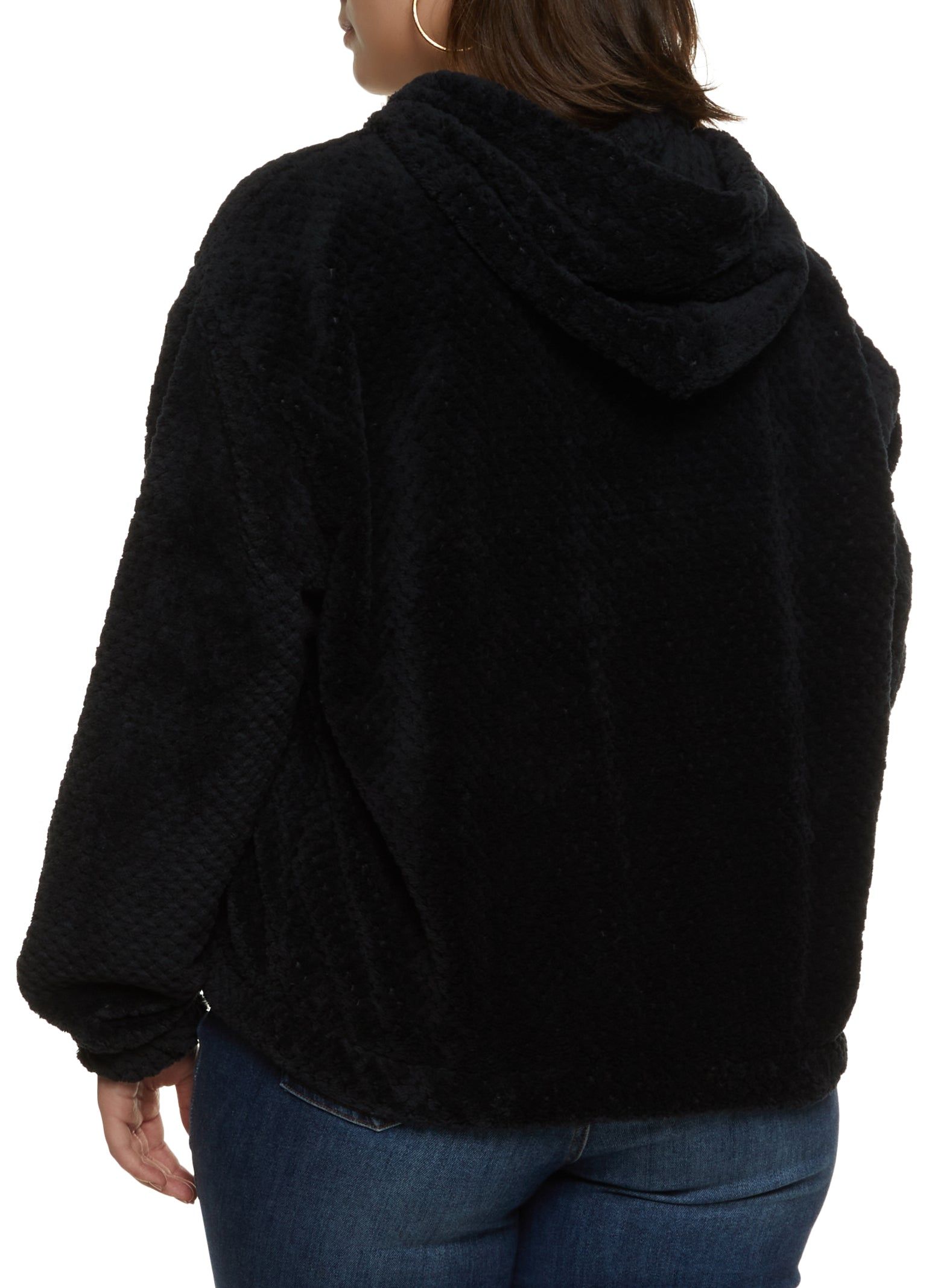 Plus Size Faux Fur Zip Front Hoodie sold by Rainbow product image thumbnail 2